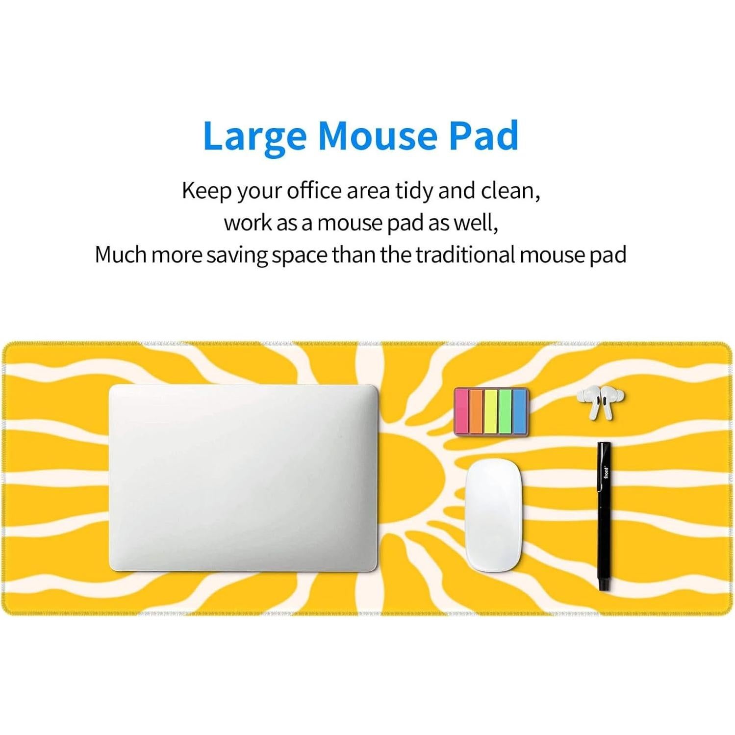 Alfombrilla de Ratón Grande GONGTAOMO Boho Amarillo 80x30 cm