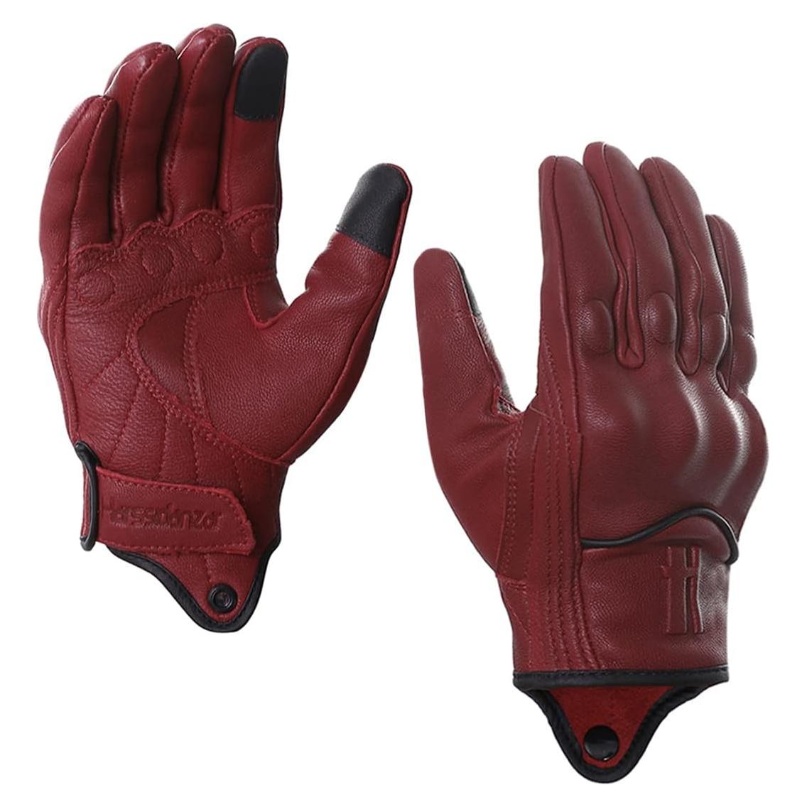 Guantes de moto mujer Harssidanzar cuero táctil azul XS