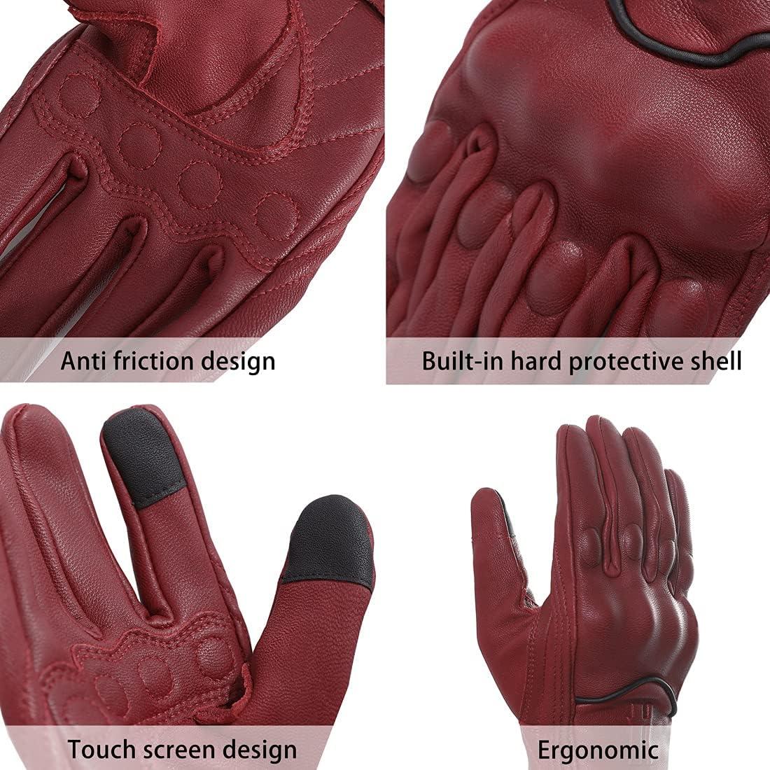 Guantes de moto mujer Harssidanzar cuero táctil azul XS