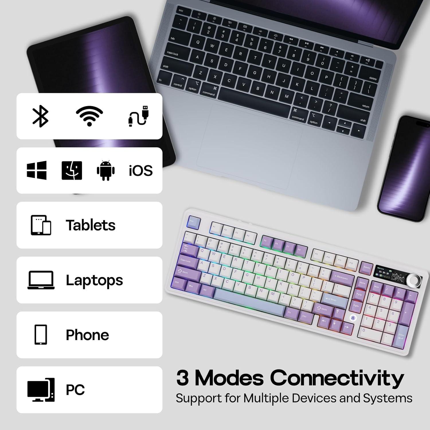 Teclado Mecánico Inalámbrico AJAZZ AK980 RGB USB-C 97 Teclas