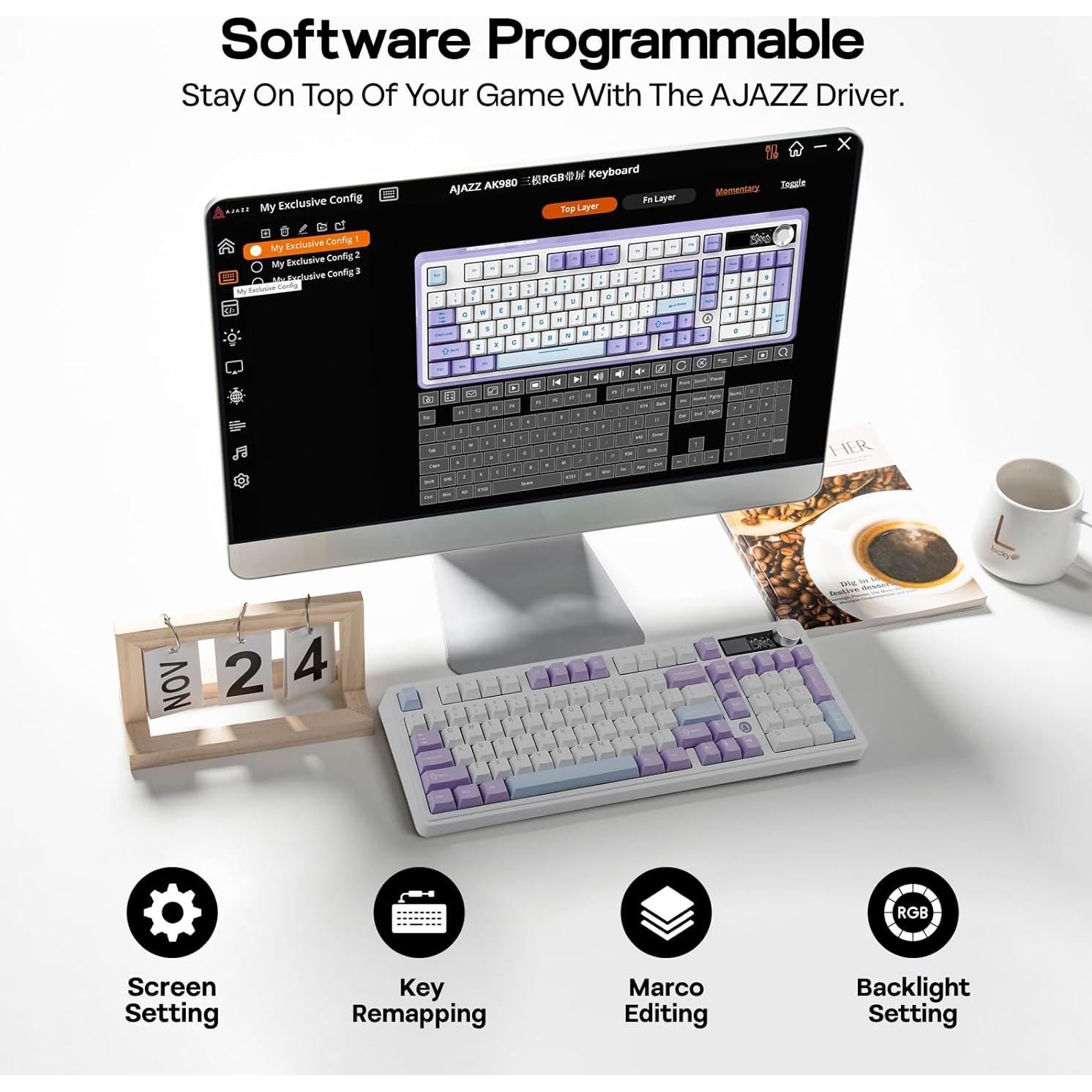 Teclado Mecánico Inalámbrico AJAZZ AK980 RGB USB-C 97 Teclas