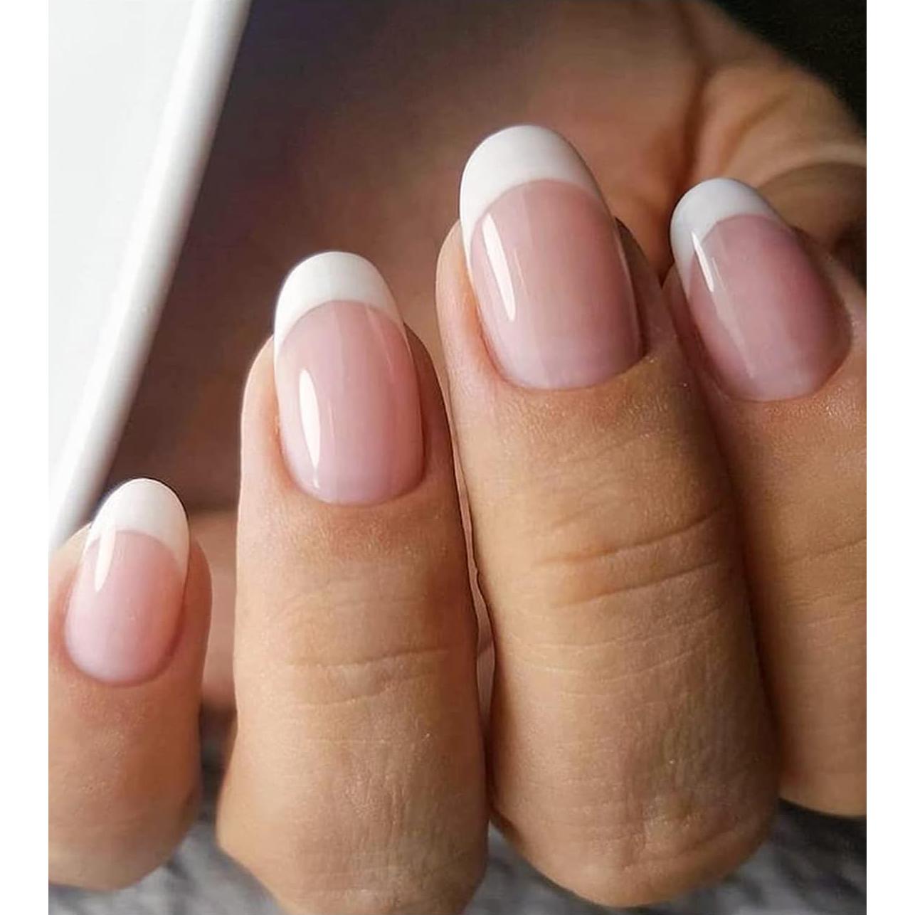 Tiras de Uñas de Gel Semi Curadas Wahrshei 20pcs Francés Clásico