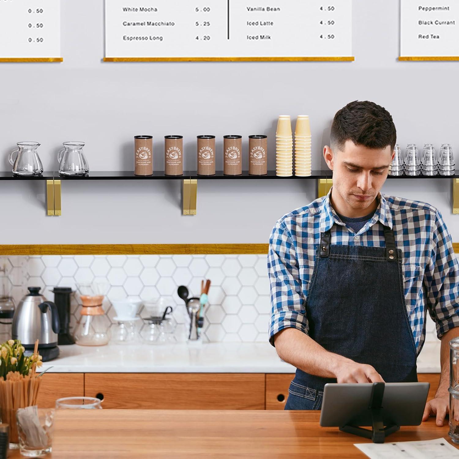 Estanterías Flotantes Cilinta 33cm Set de 2 Metal Dorado Acrílico