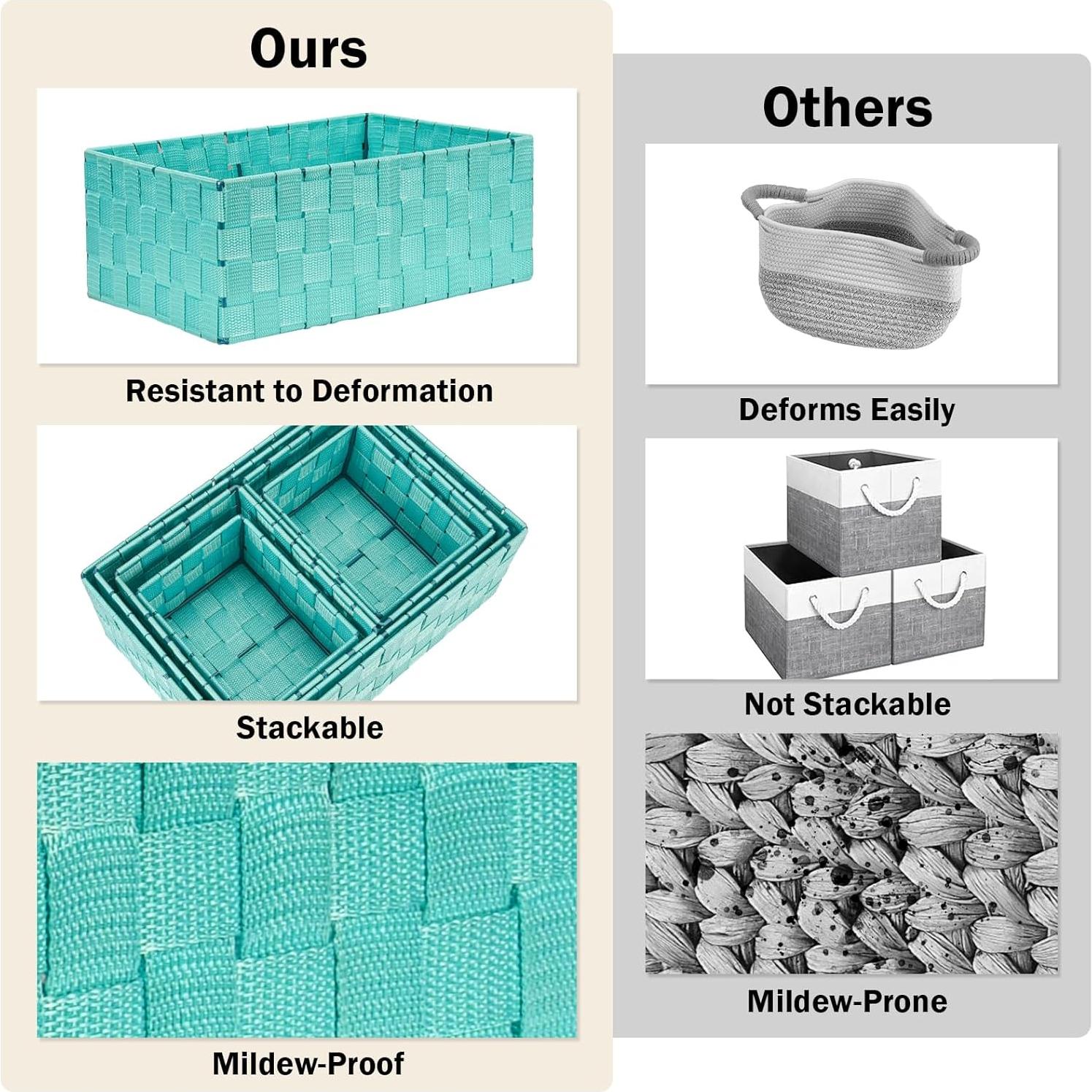 Set de 6 Cestas de Almacenamiento Tejidas Uvellgift Aqua