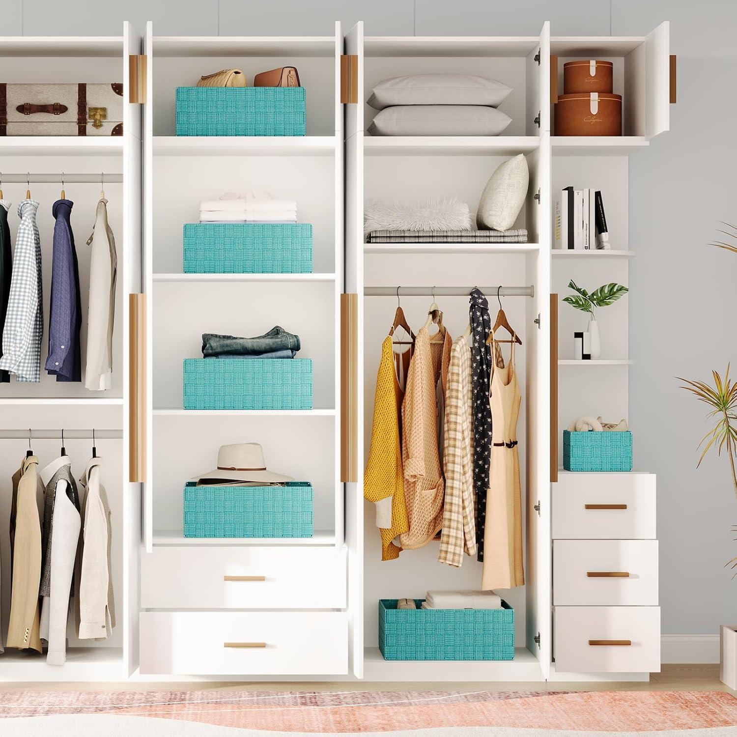 Set de 6 Cestas de Almacenamiento Tejidas Uvellgift Aqua