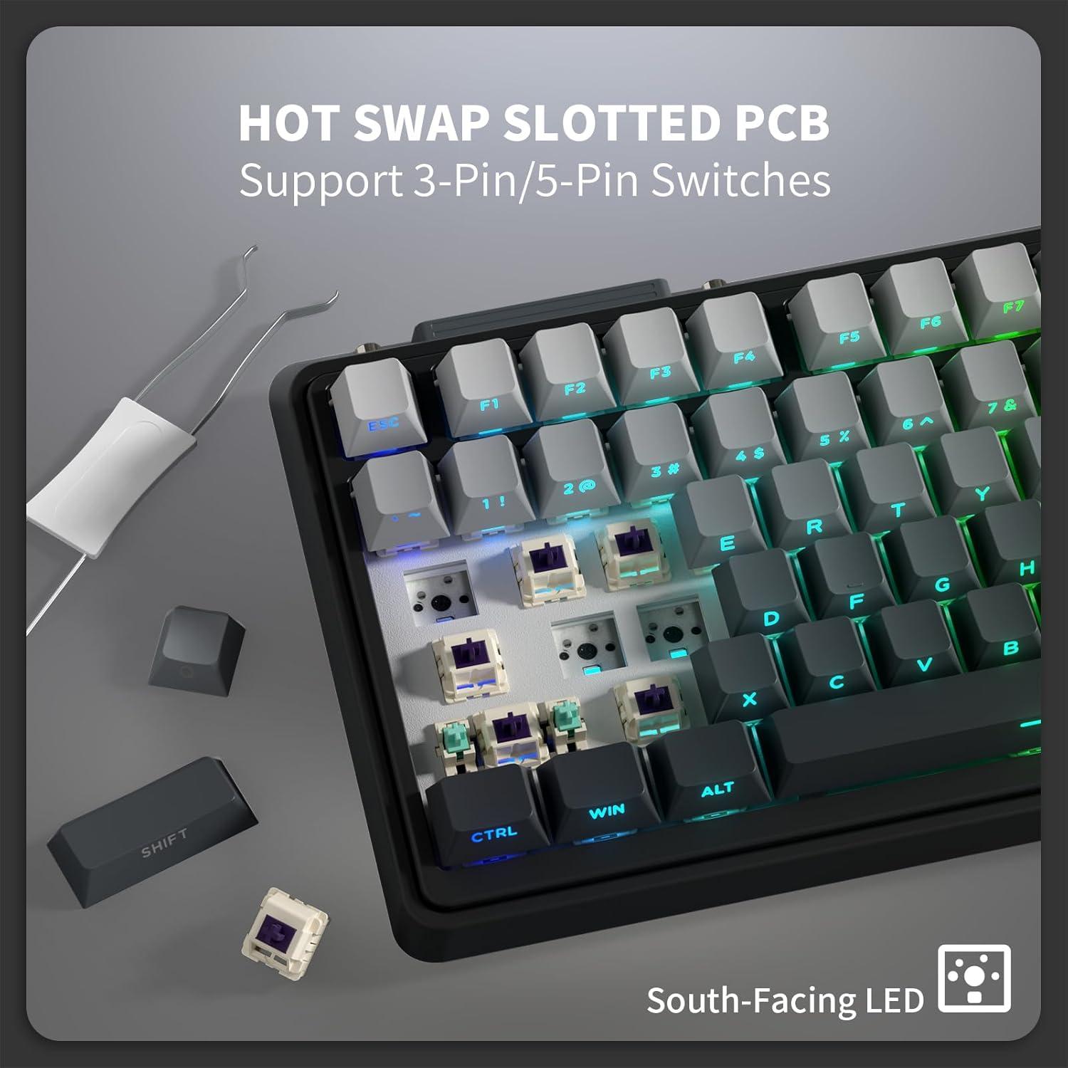 Teclado Mecánico Inalámbrico KZZI K75 Lite RGB 75% 82 Teclas