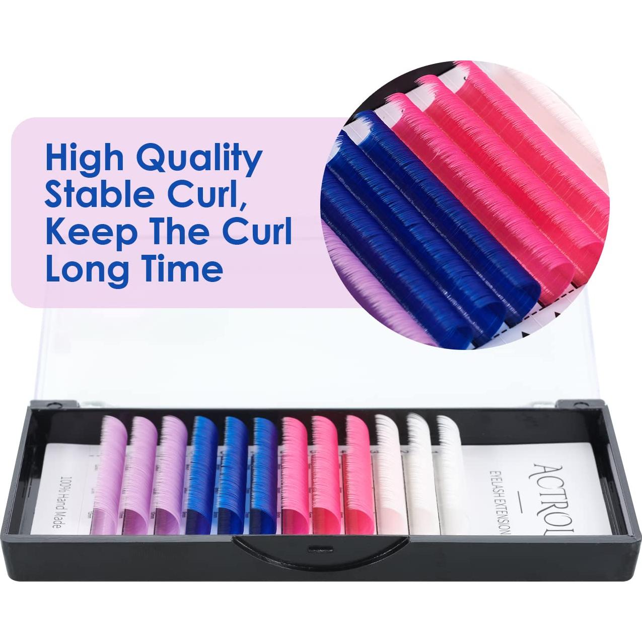 Extensiones de Pestañas de Color ACTROL 15mm D Curl 0.07mm