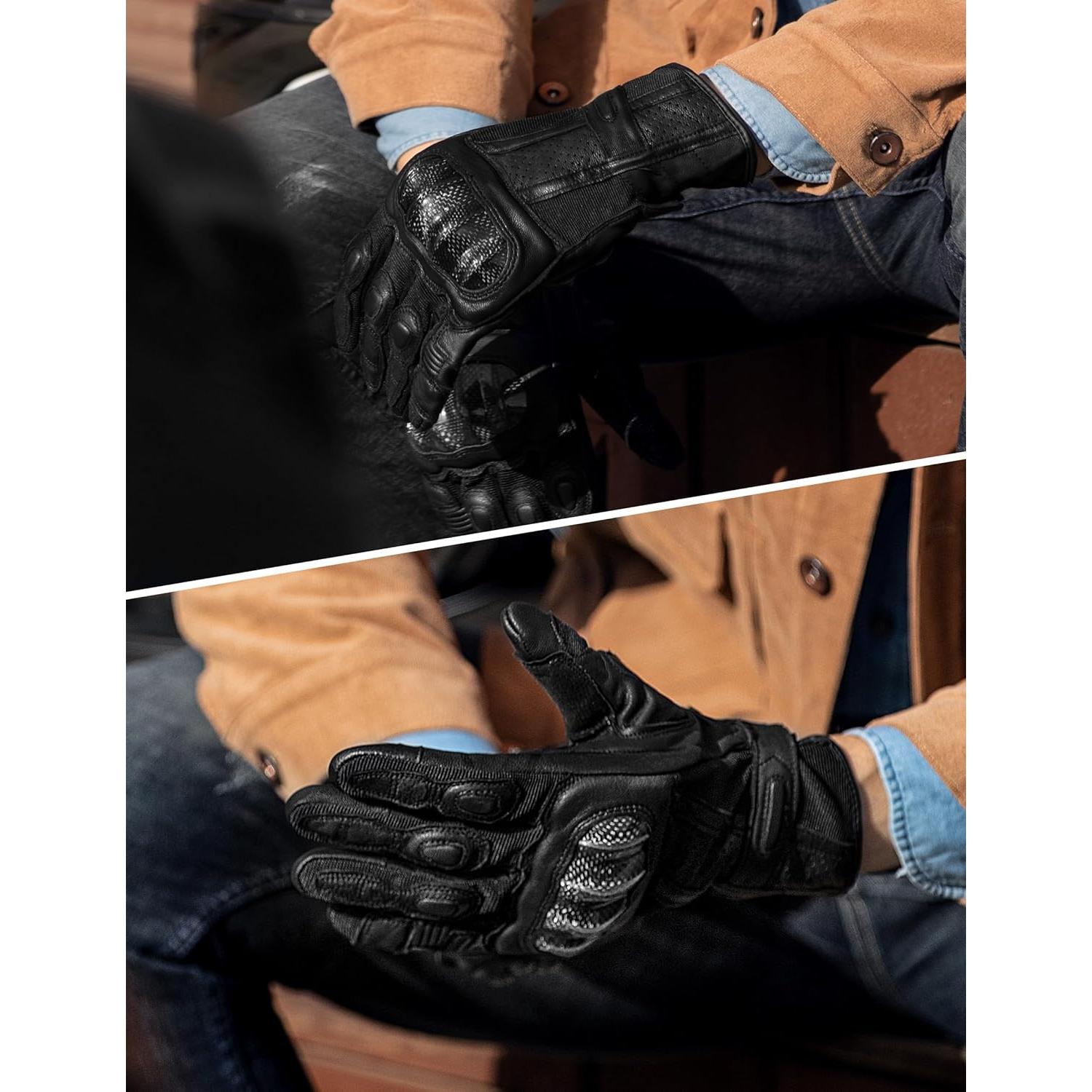 Guantes de motocicleta INBIKE de cuero con pantalla táctil