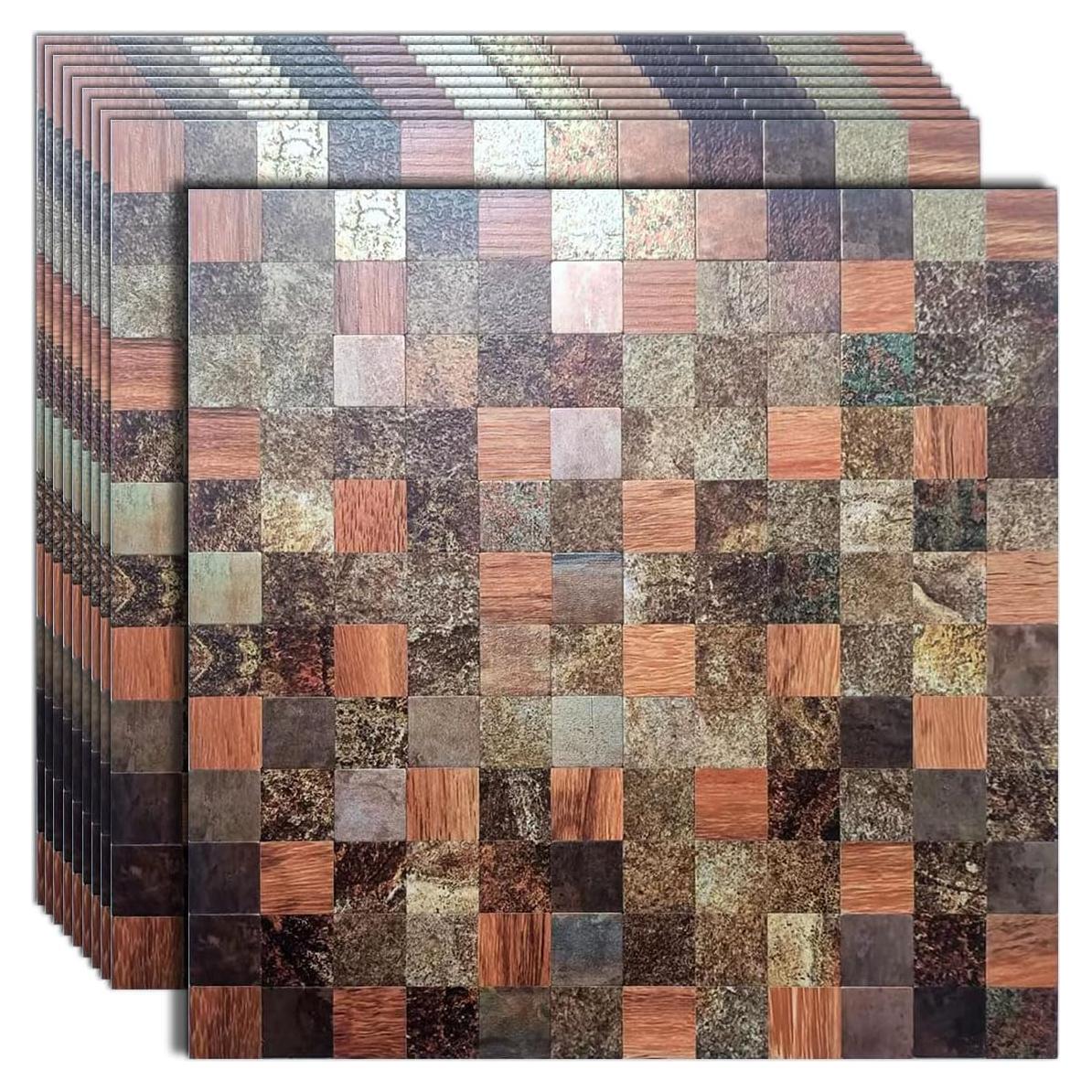 10 Hojas Azulejo Autoadhesivo Sanyeskkiy 30x30cm Rojo y Negro