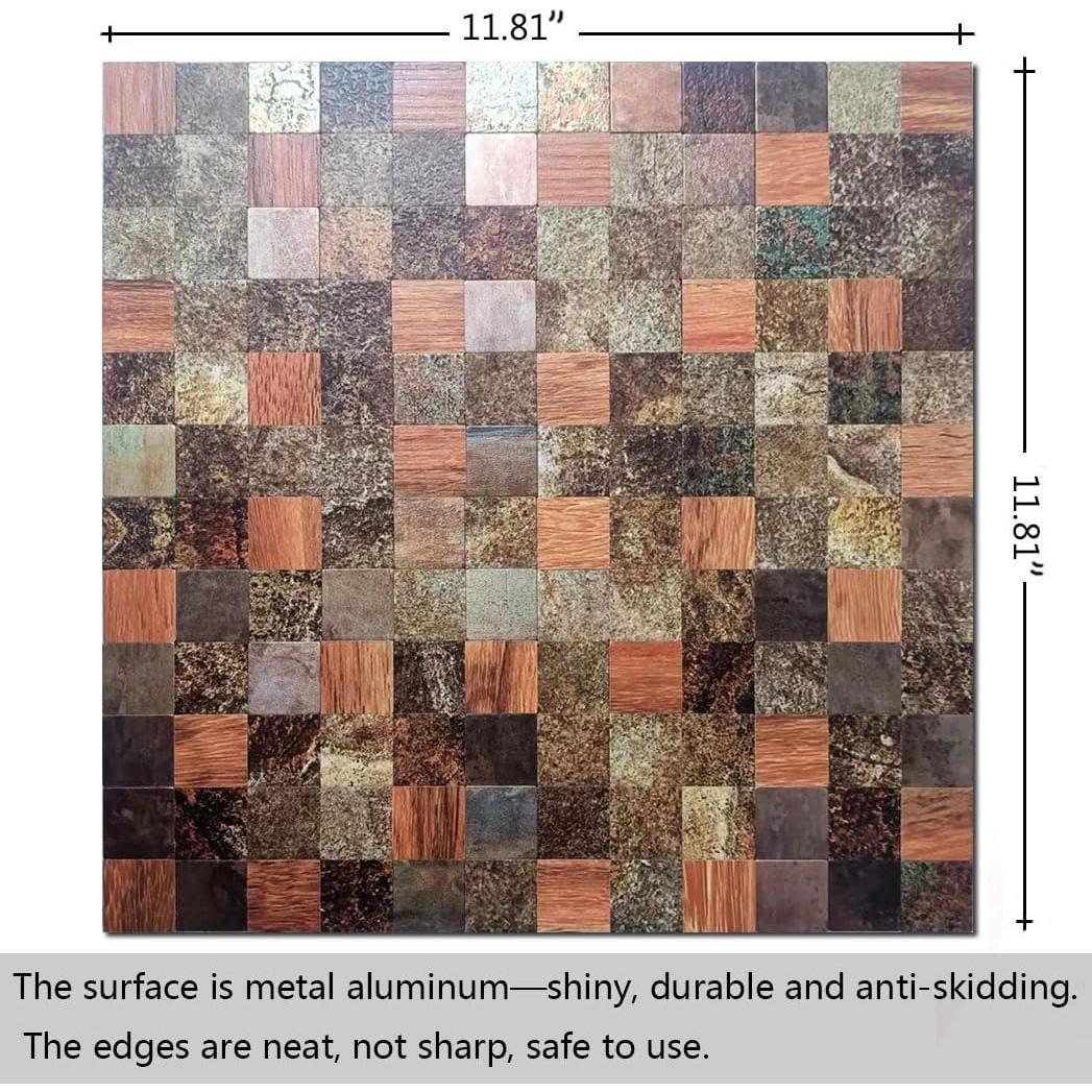 10 Hojas Azulejo Autoadhesivo Sanyeskkiy 30x30cm Rojo y Negro