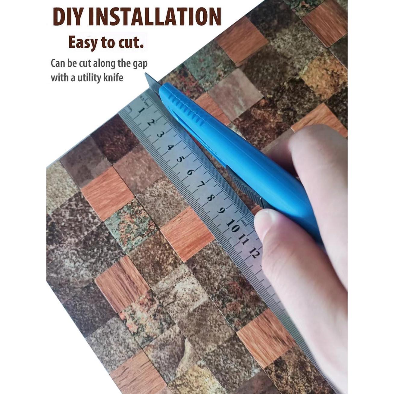 10 Hojas Azulejo Autoadhesivo Sanyeskkiy 30x30cm Rojo y Negro