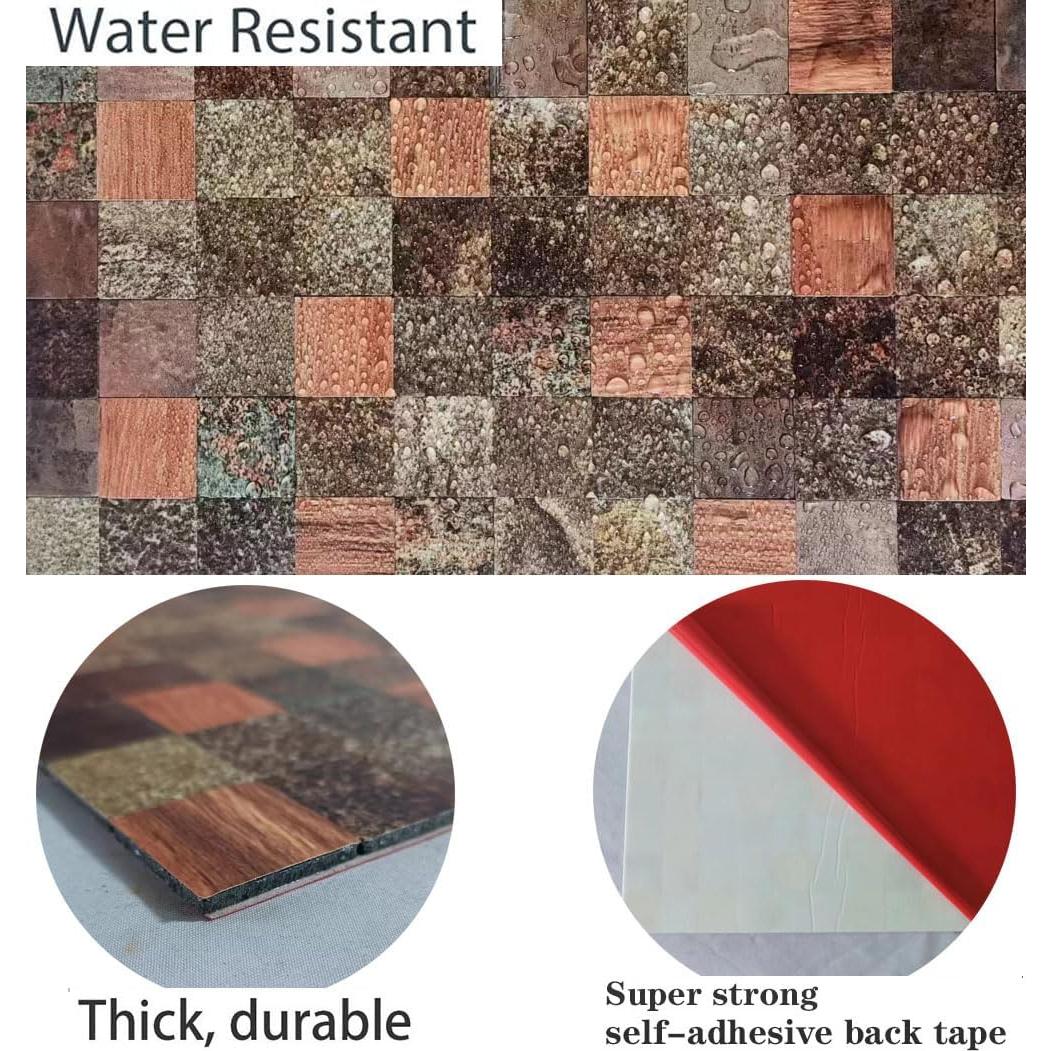 10 Hojas Azulejo Autoadhesivo Sanyeskkiy 30x30cm Rojo y Negro