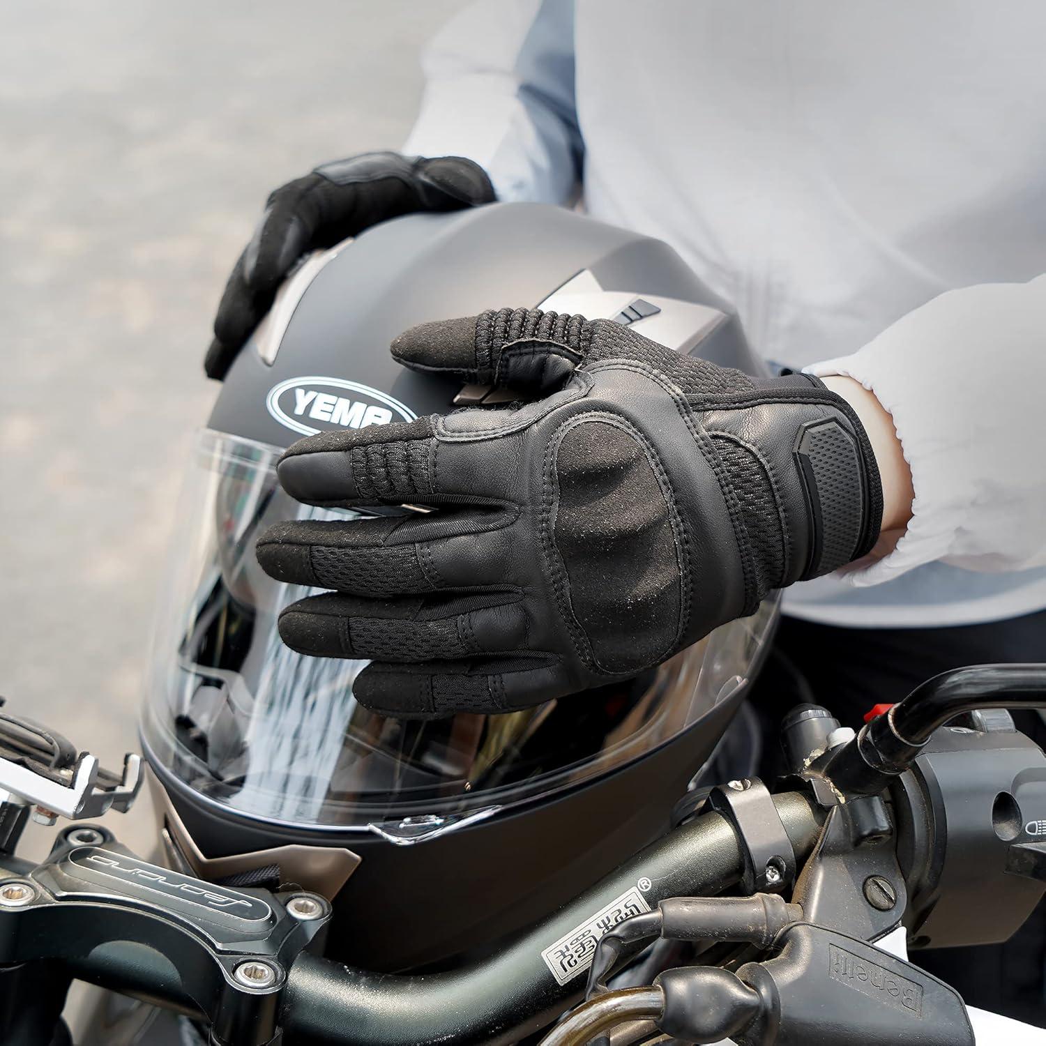 Guantes de Motocicleta AXBXCX Negros Táctiles y Duraderos