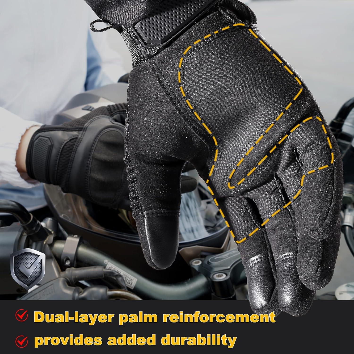 Guantes de Motocicleta AXBXCX Negros Táctiles y Duraderos