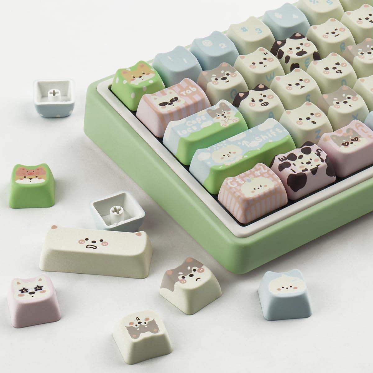 Teclas PBT 134 Personalizadas Tyrixki Verde Cachorro
