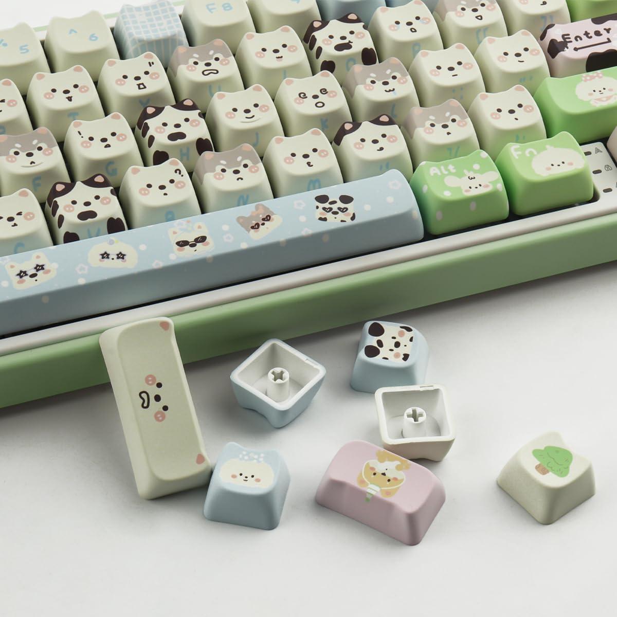 Teclas PBT 134 Personalizadas Tyrixki Verde Cachorro