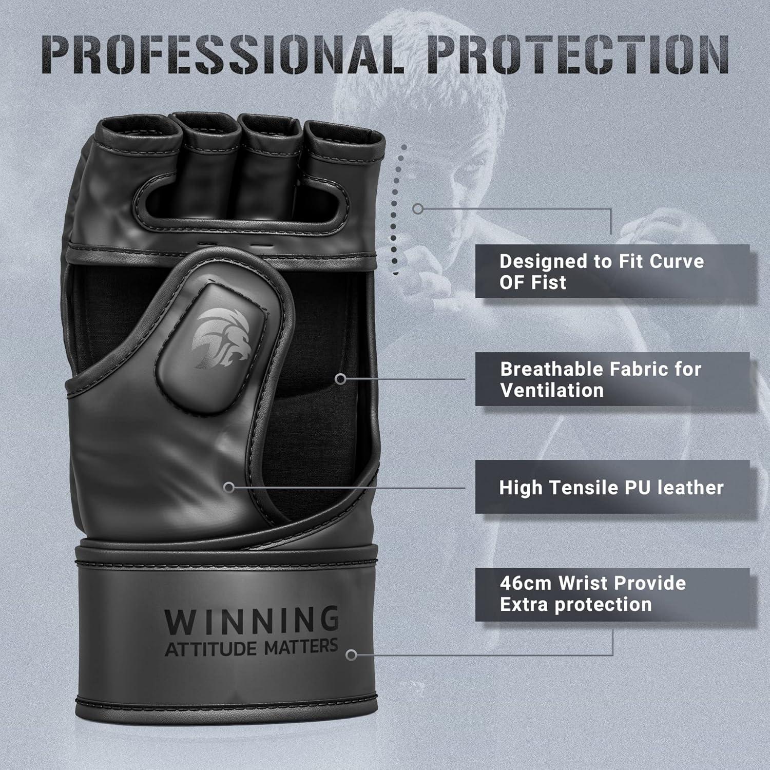 Guantes de MMA WAMM SPORTS POWERFlex Unisex - Negro