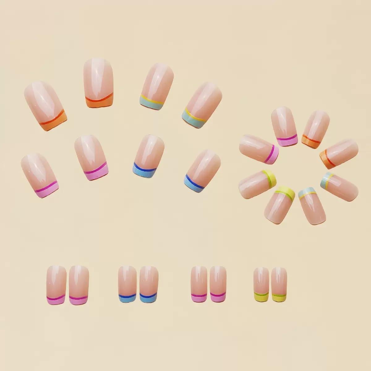 Uñas Postizas Cuadradas Acrílicas SPNBCQ 24 Pcs Coloridas