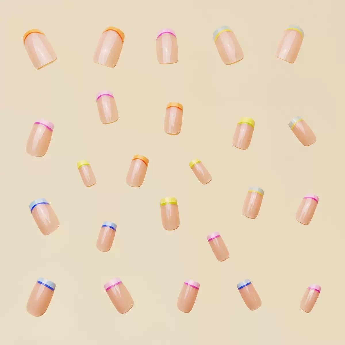 Uñas Postizas Cuadradas Acrílicas SPNBCQ 24 Pcs Coloridas