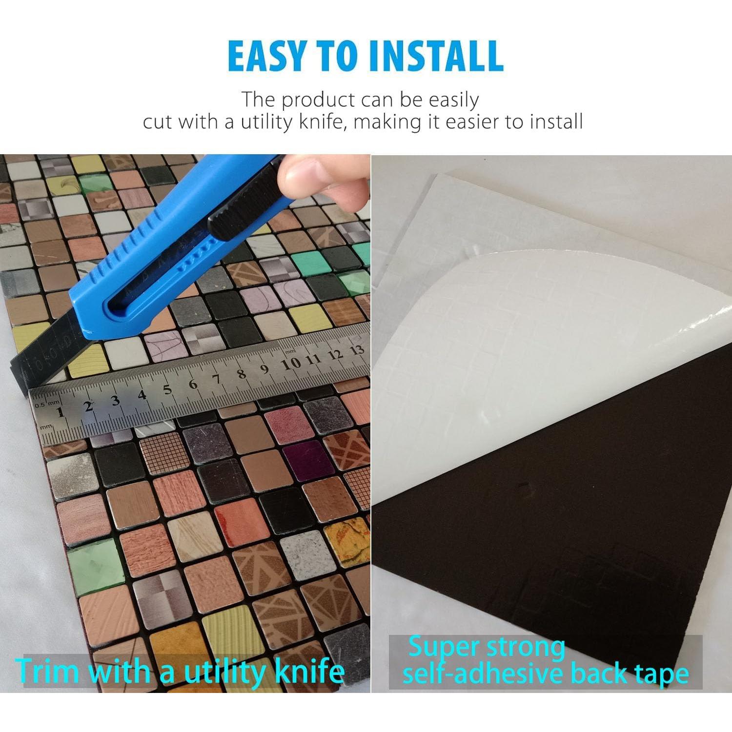 10 Hojas Azulejo Autoadhesivo Sanyeskkiy 30.48x30.48cm Metal