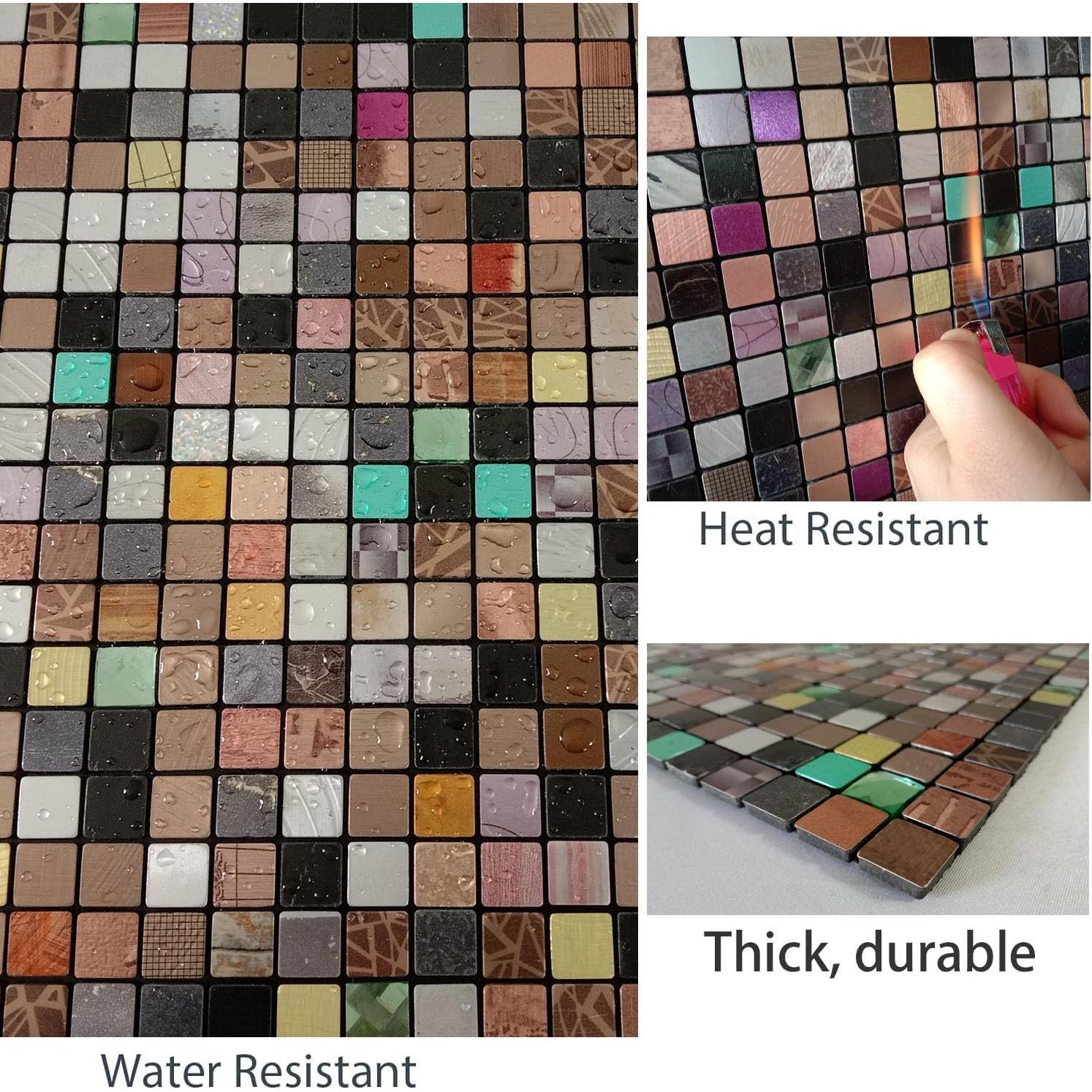 10 Hojas Azulejo Autoadhesivo Sanyeskkiy 30.48x30.48cm Metal