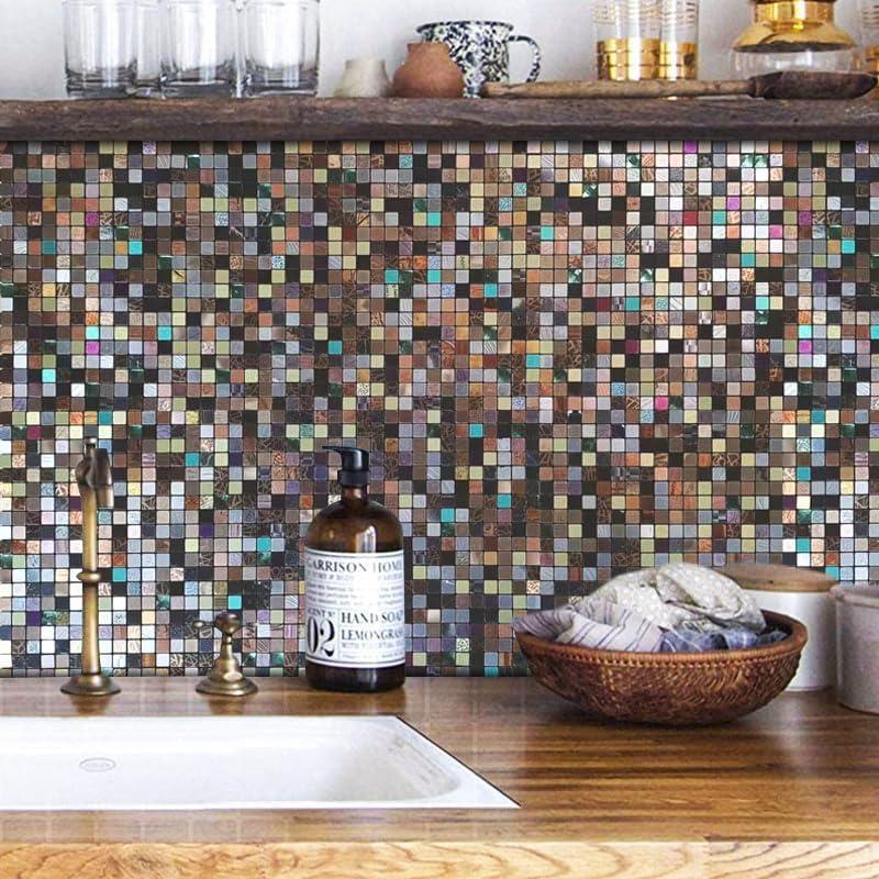 10 Hojas Azulejo Autoadhesivo Sanyeskkiy 30.48x30.48cm Metal