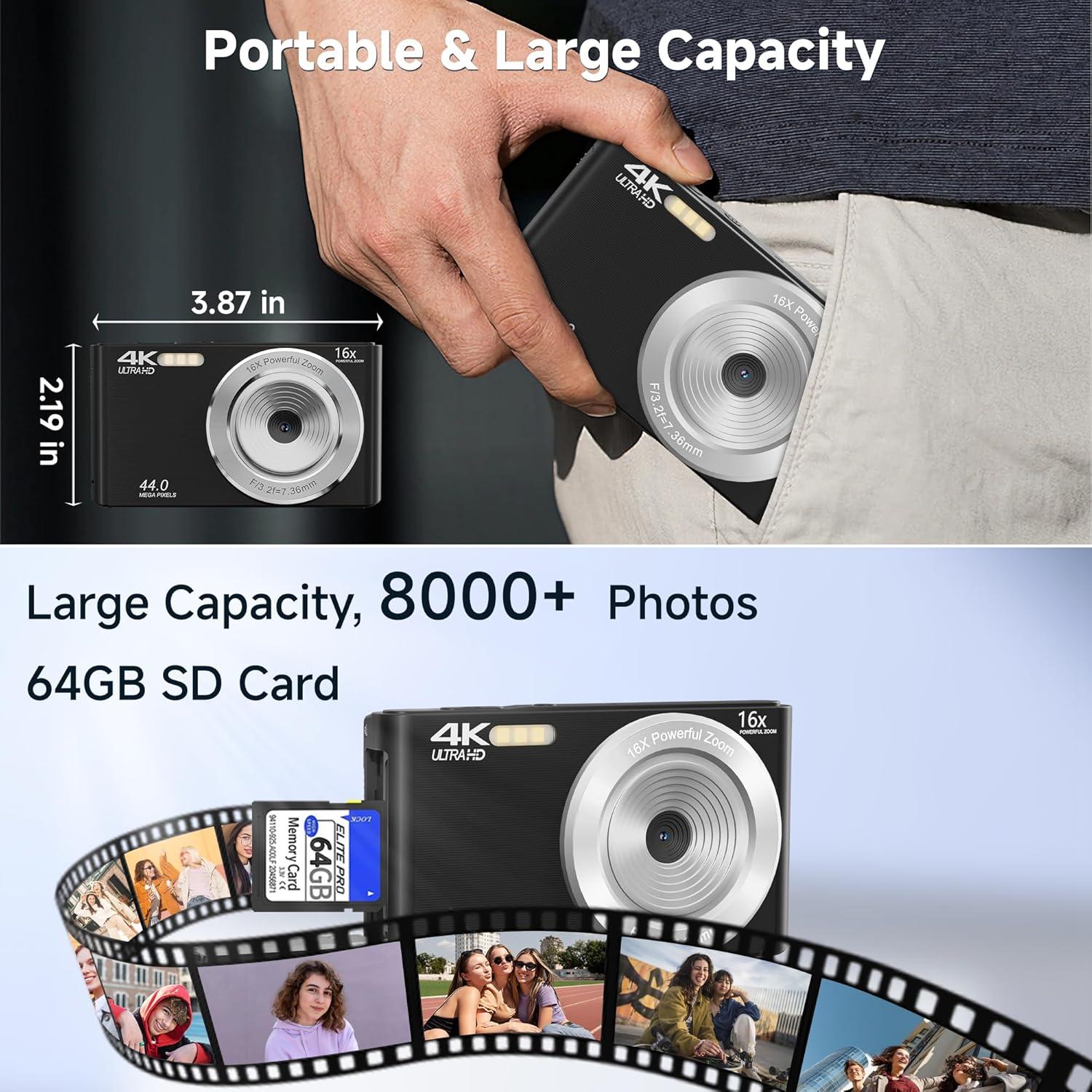 Cámara Digital Compacta SMARTKLIK N-DC06 44MP 4K para Niños