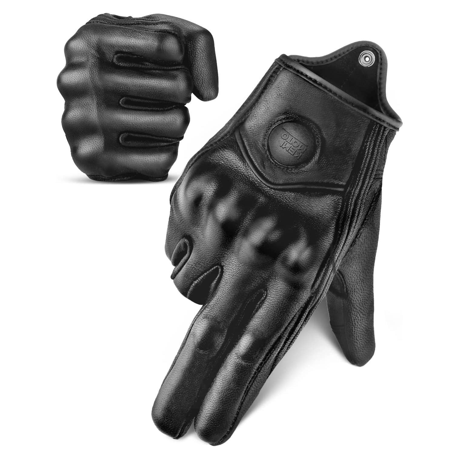 Guantes de Motocicleta KEMIMOTO de Cuero Táctiles y Seguros