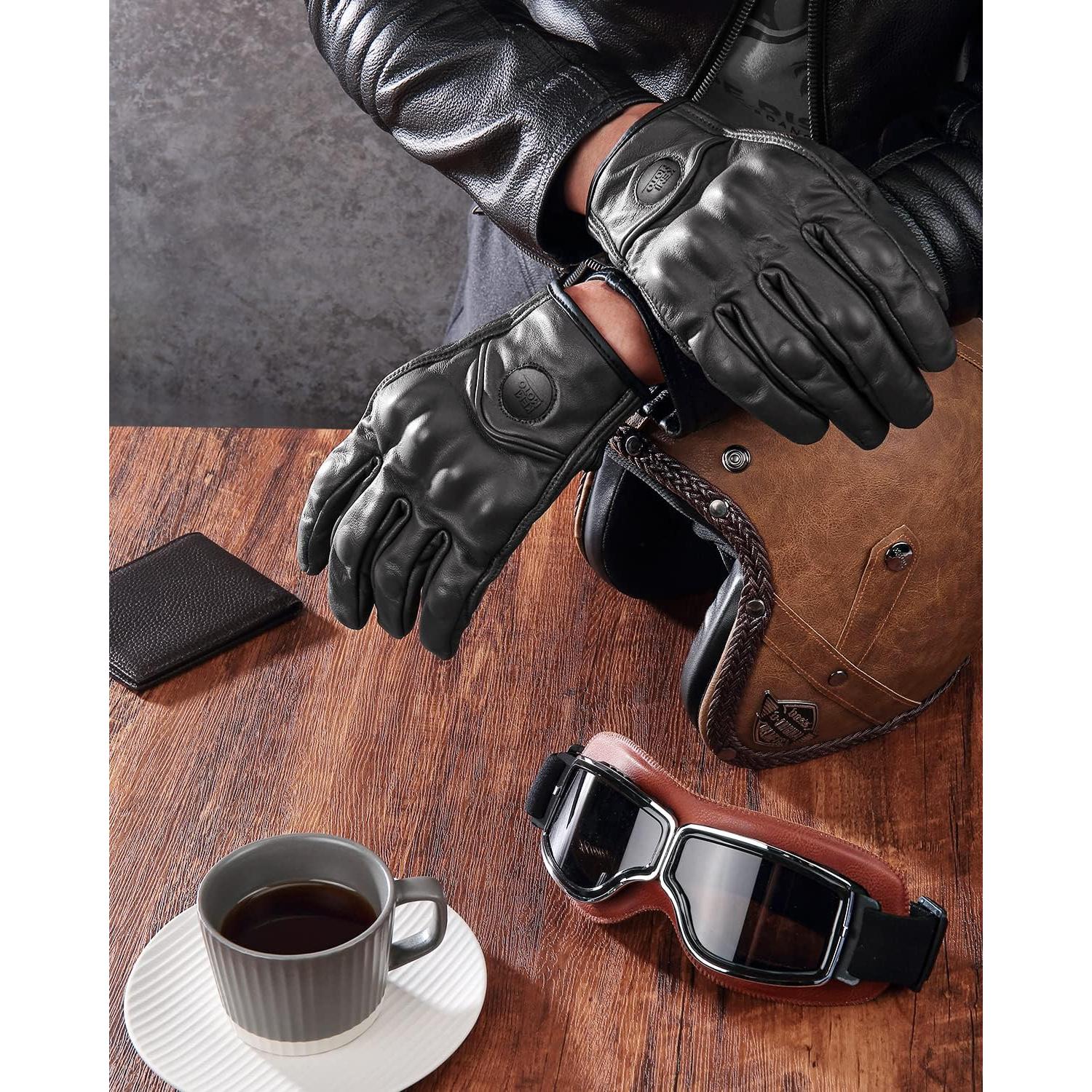 Guantes de Motocicleta KEMIMOTO de Cuero Táctiles y Seguros