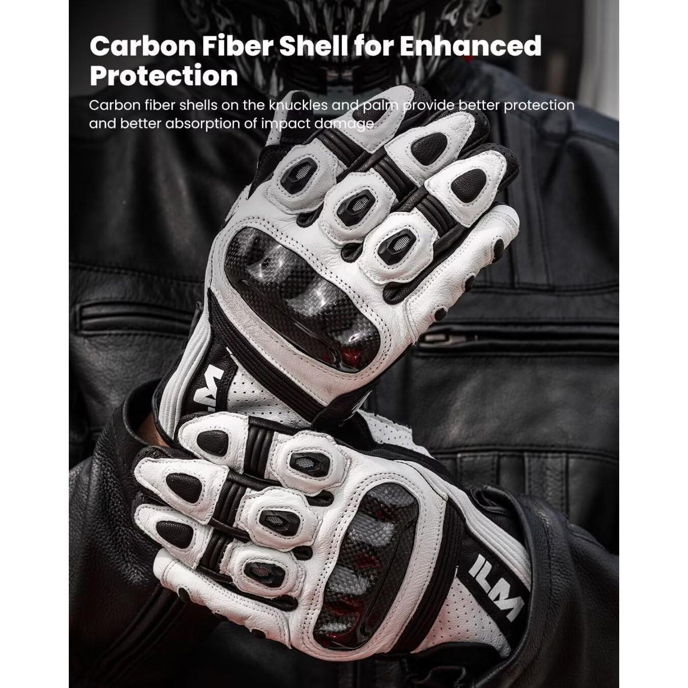 Guantes de Cuero ILM GL4 para Motociclistas Táctiles L