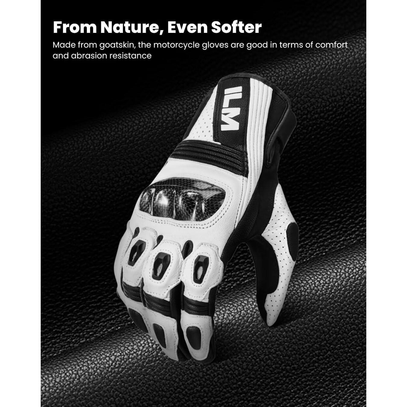 Guantes de Cuero ILM GL4 para Motociclistas Táctiles L