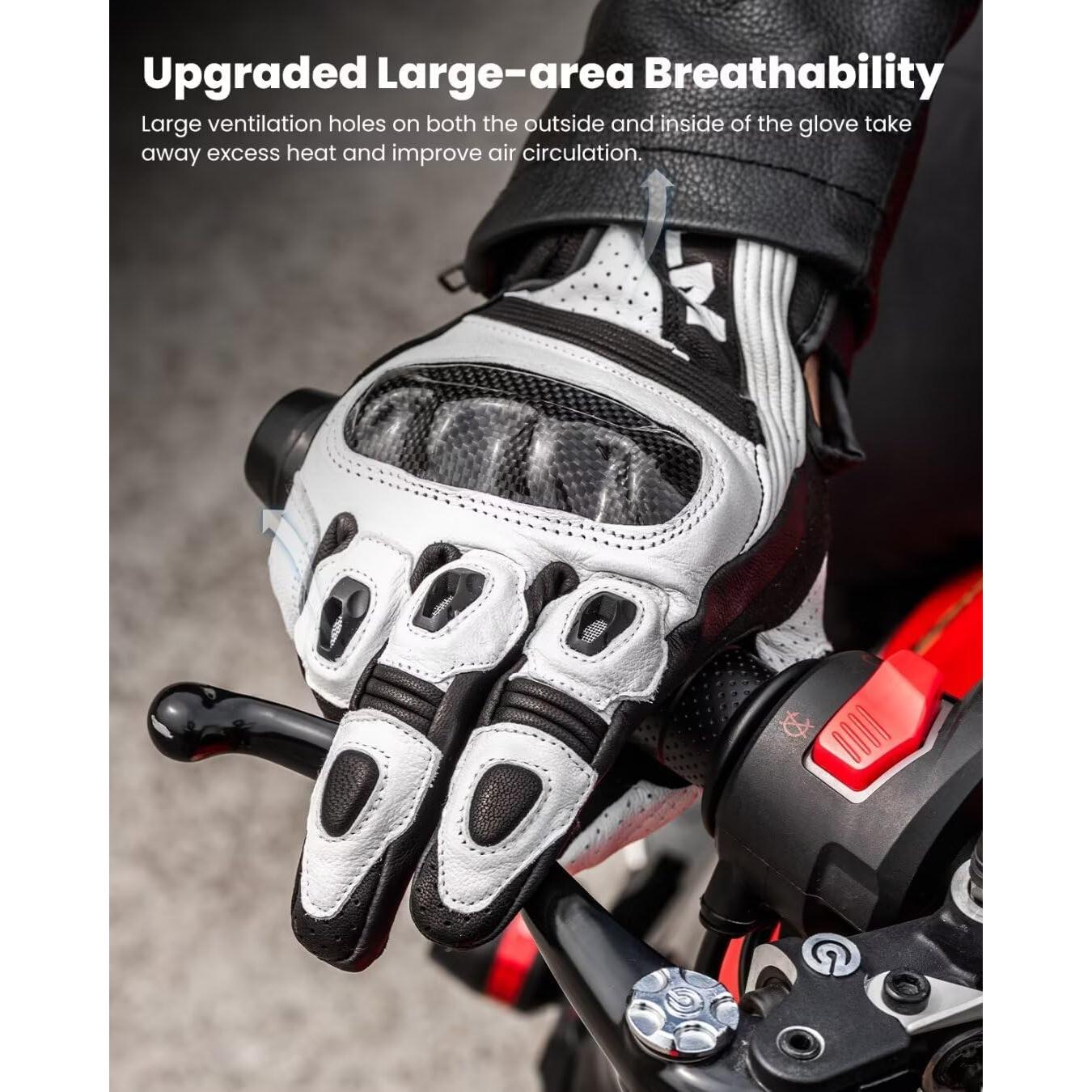 Guantes de Cuero ILM GL4 para Motociclistas Táctiles L