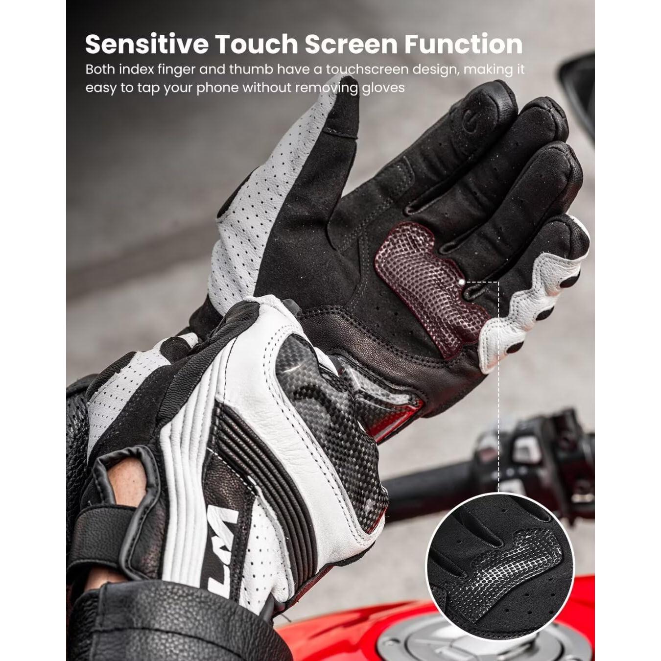 Guantes de Cuero ILM GL4 para Motociclistas Táctiles L