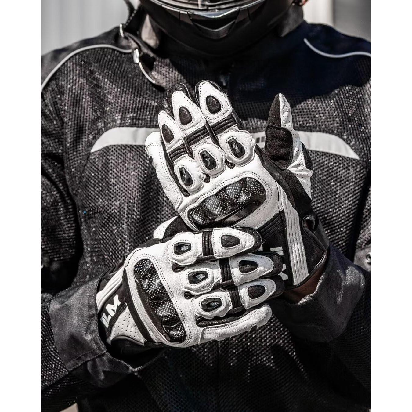 Guantes de Cuero ILM GL4 para Motociclistas Táctiles L