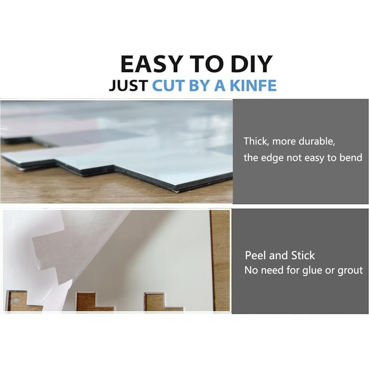 Azulejos autoadhesivos Weimeisc 10 hojas PVC Blanco Plata