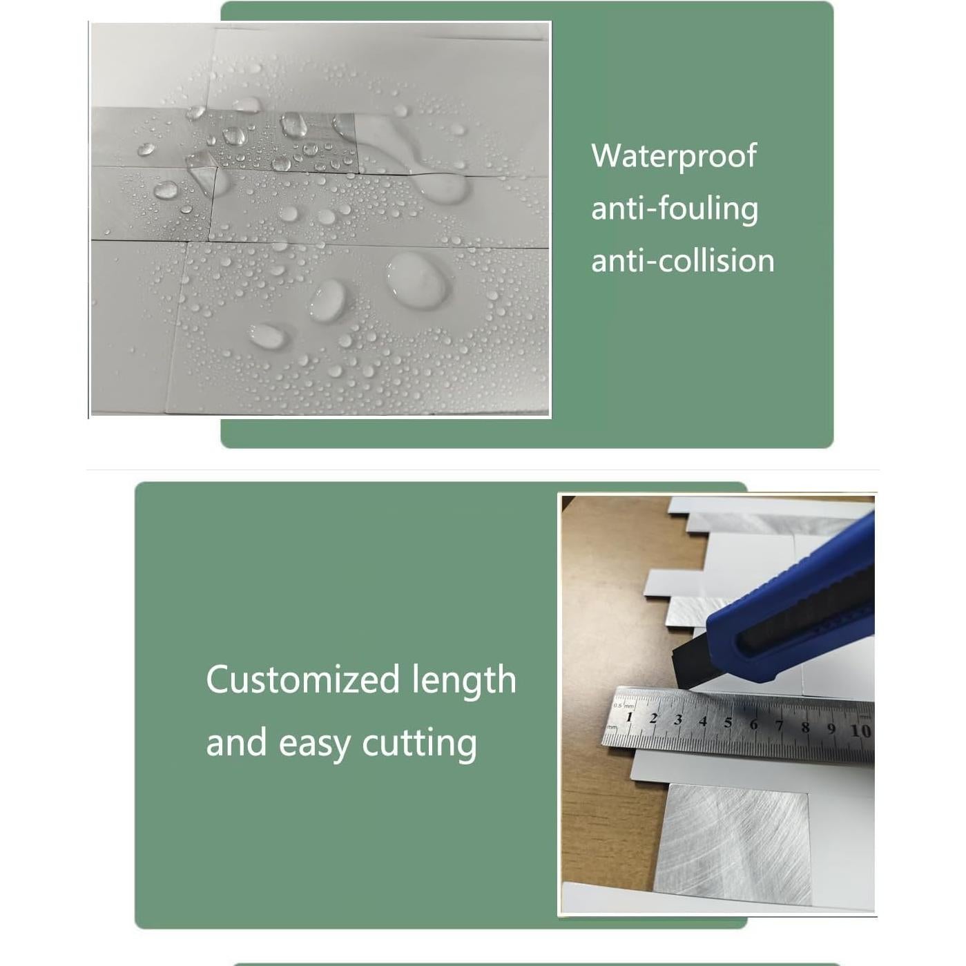 Azulejos autoadhesivos Weimeisc 10 hojas PVC Blanco Plata