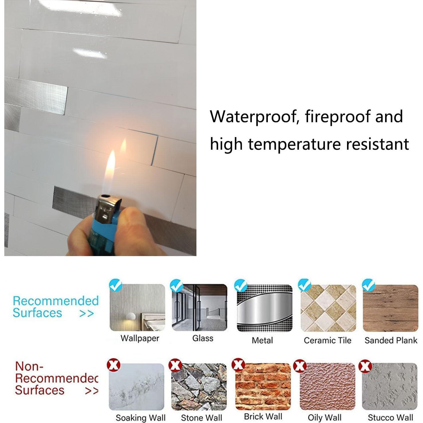 Azulejos autoadhesivos Weimeisc 10 hojas PVC Blanco Plata