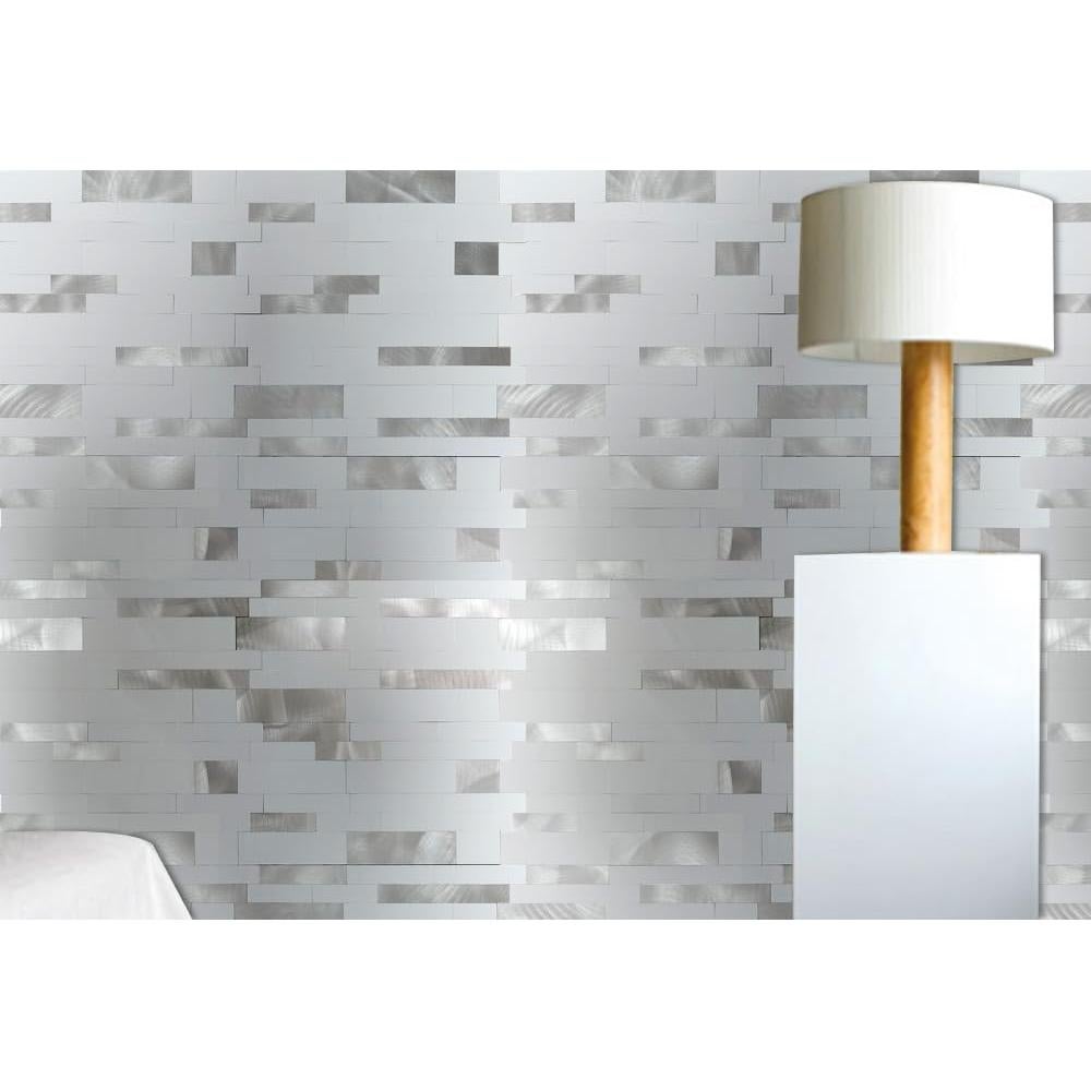 Azulejos autoadhesivos Weimeisc 10 hojas PVC Blanco Plata