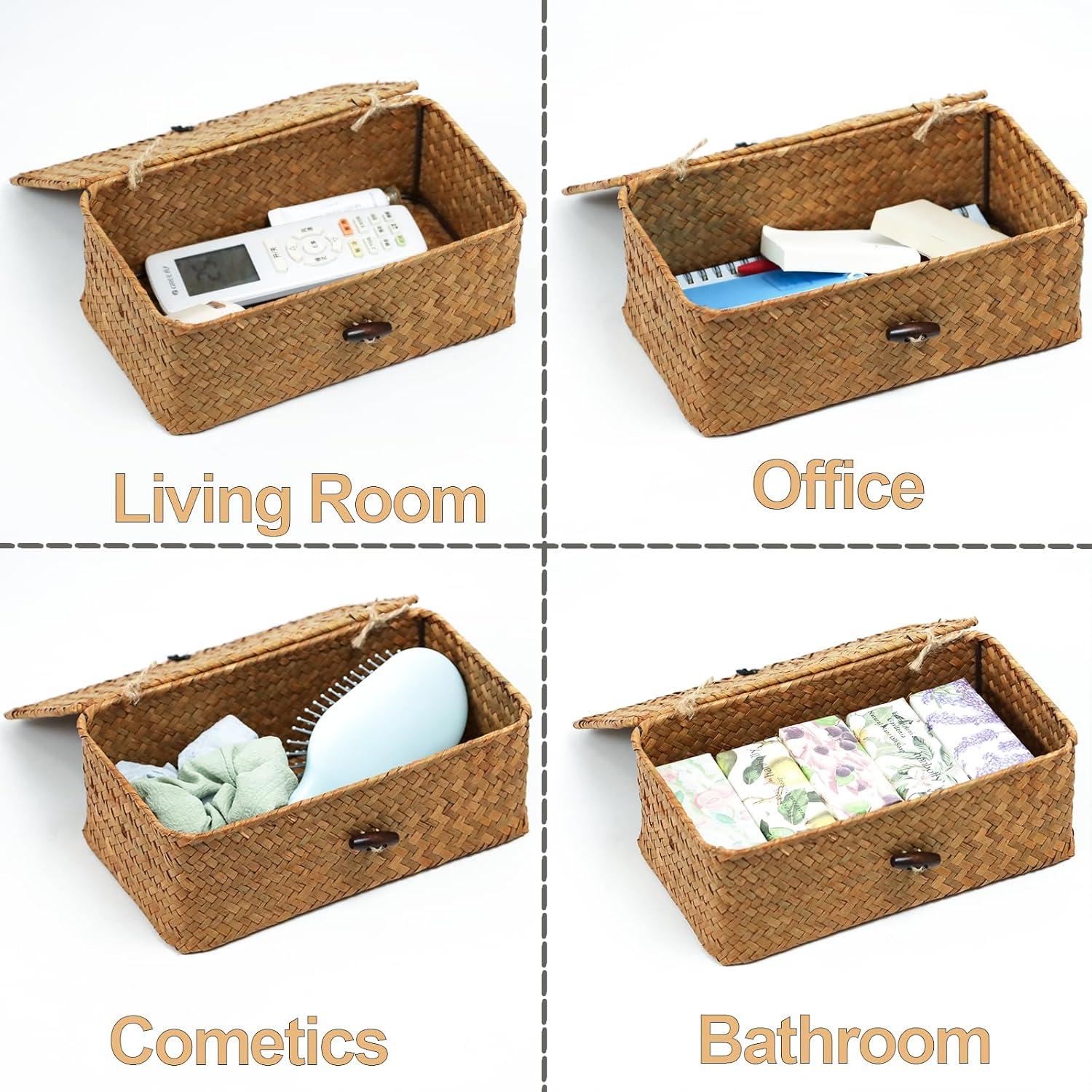 Cesta de Almacenamiento ORDELITE de Hierba Marina Natural 23x13x8.5cm