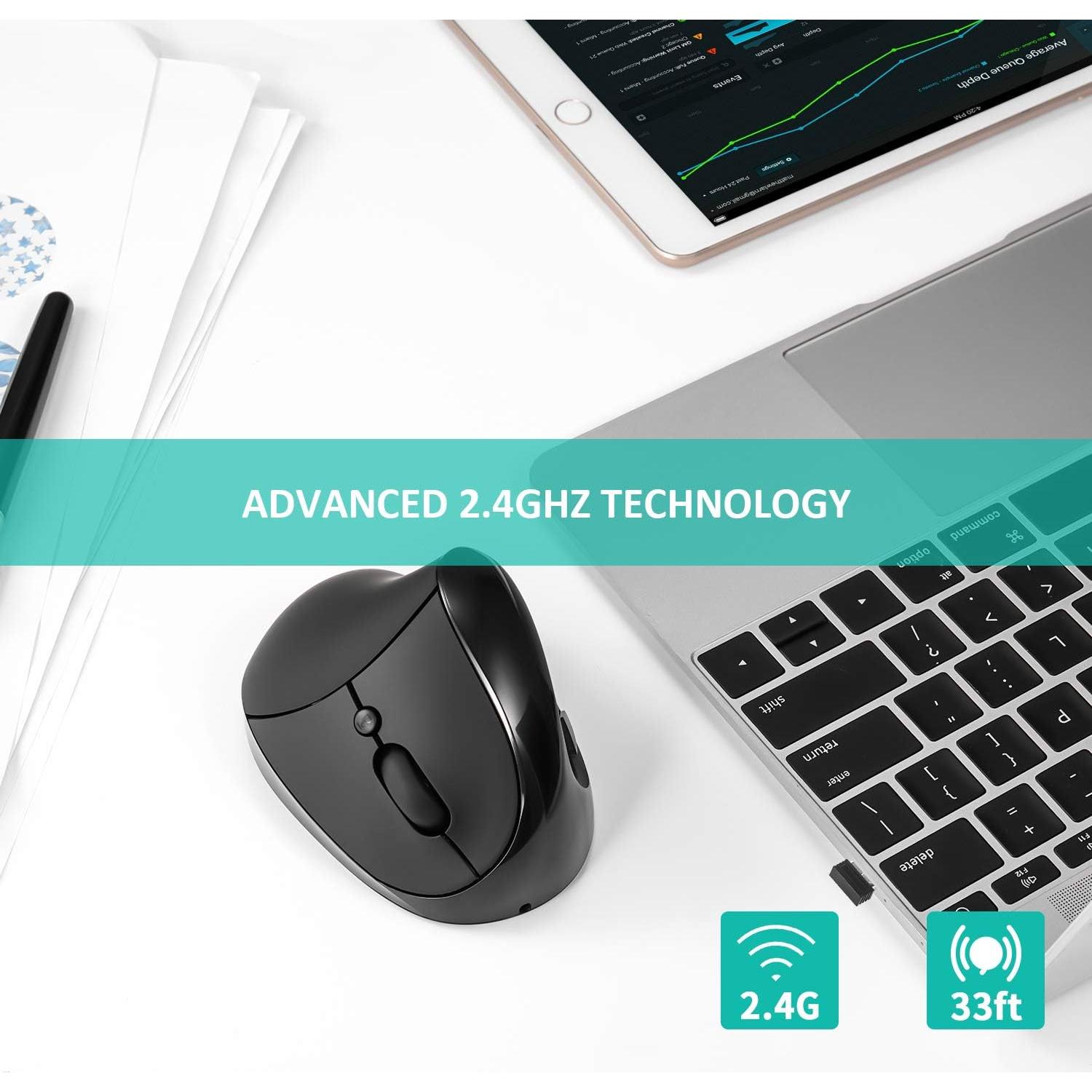 Ratón Vertical Ergonómico AURTEC S8 Inalámbrico Recargable 6 Botones 3 DPI