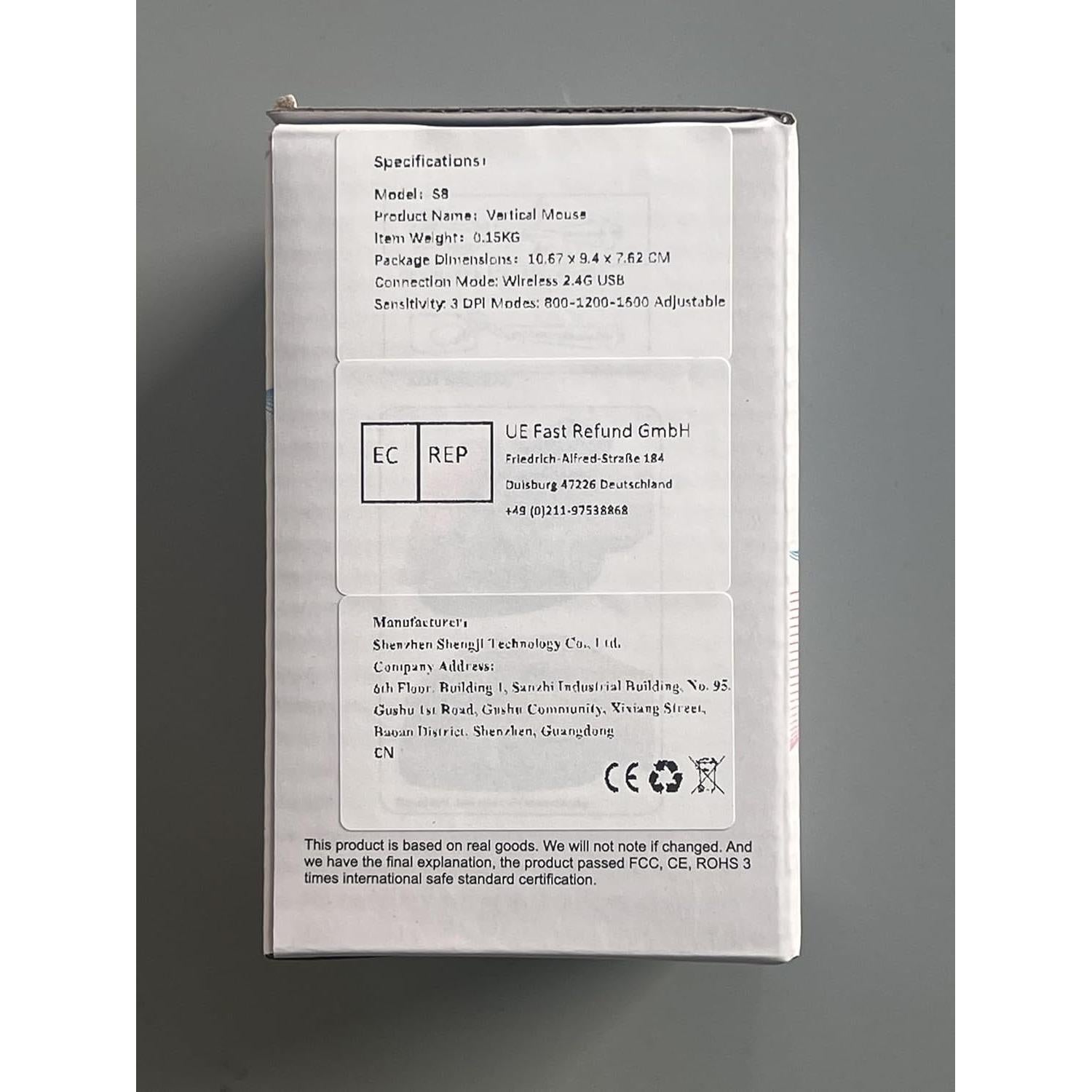 Ratón Vertical Ergonómico AURTEC S8 Inalámbrico Recargable 6 Botones 3 DPI