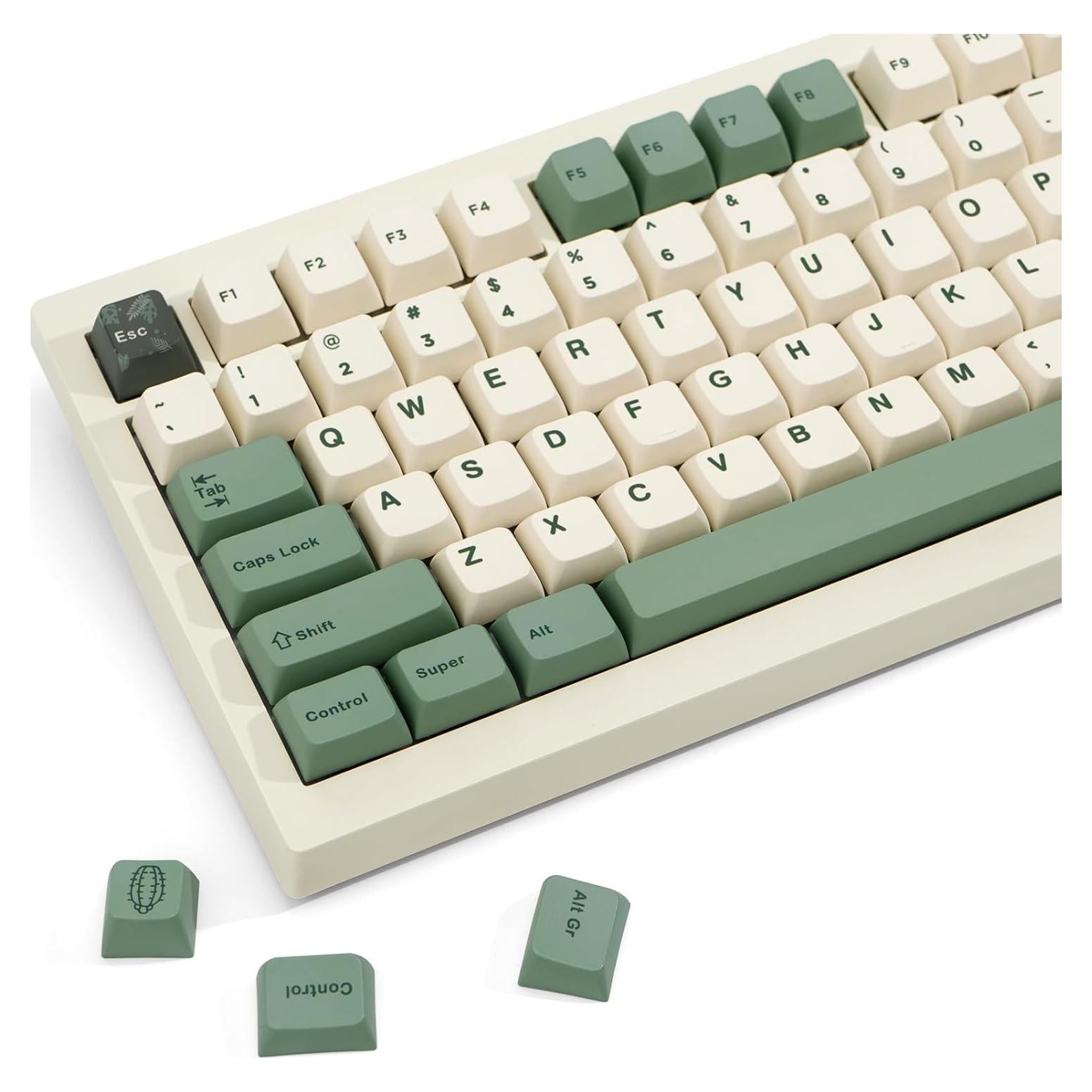 Set de 130 Teclas PBT JOLINTAL Verde Beige MDA ANSI Botánico