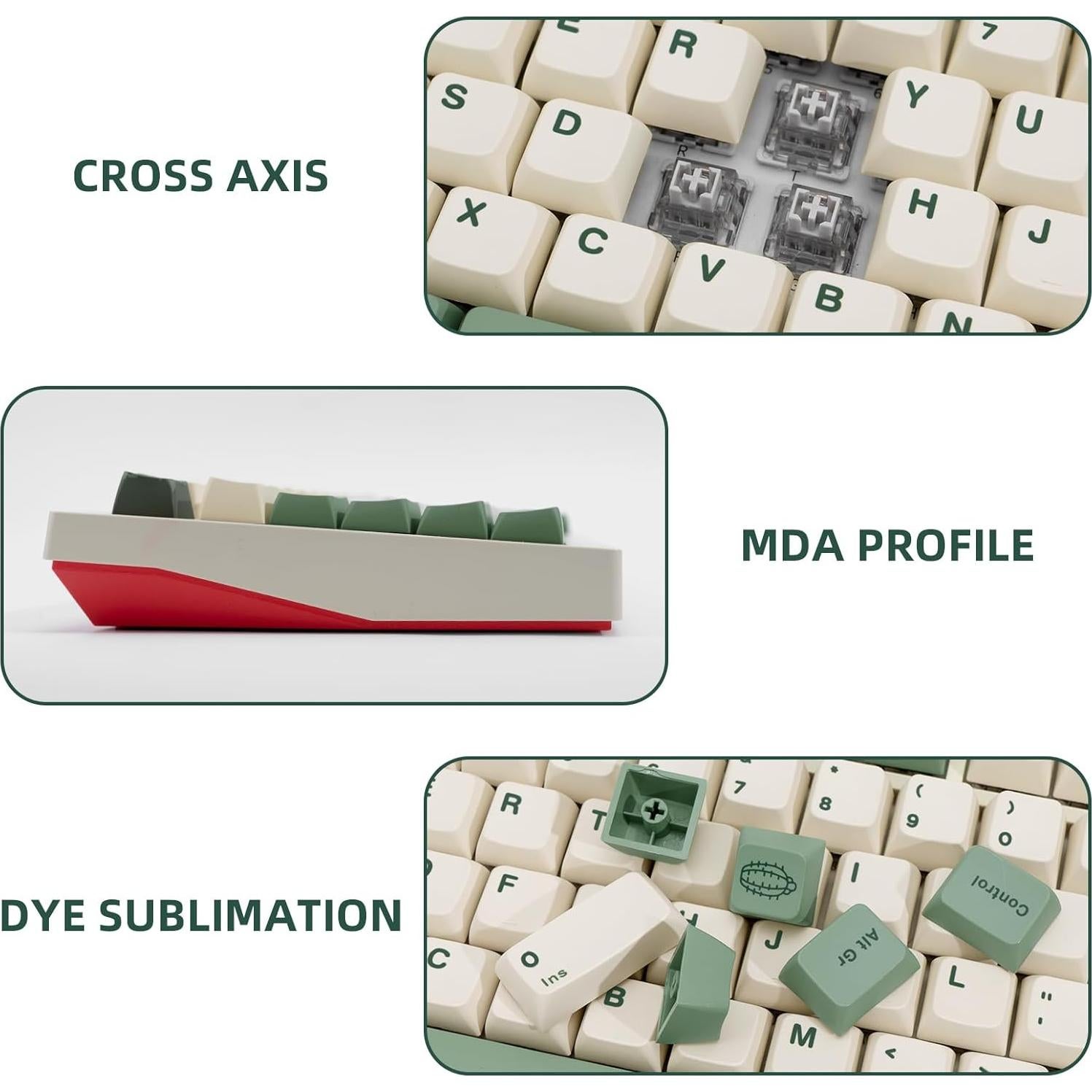 Set de 130 Teclas PBT JOLINTAL Verde Beige MDA ANSI Botánico