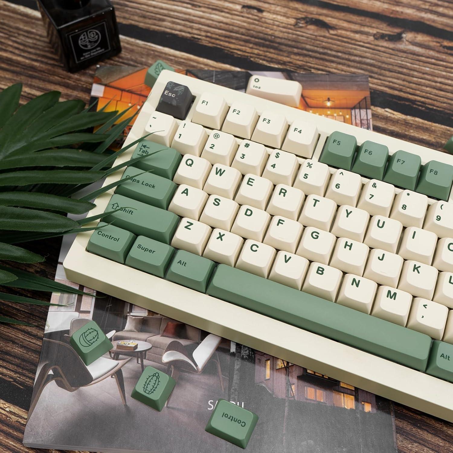 Set de 130 Teclas PBT JOLINTAL Verde Beige MDA ANSI Botánico