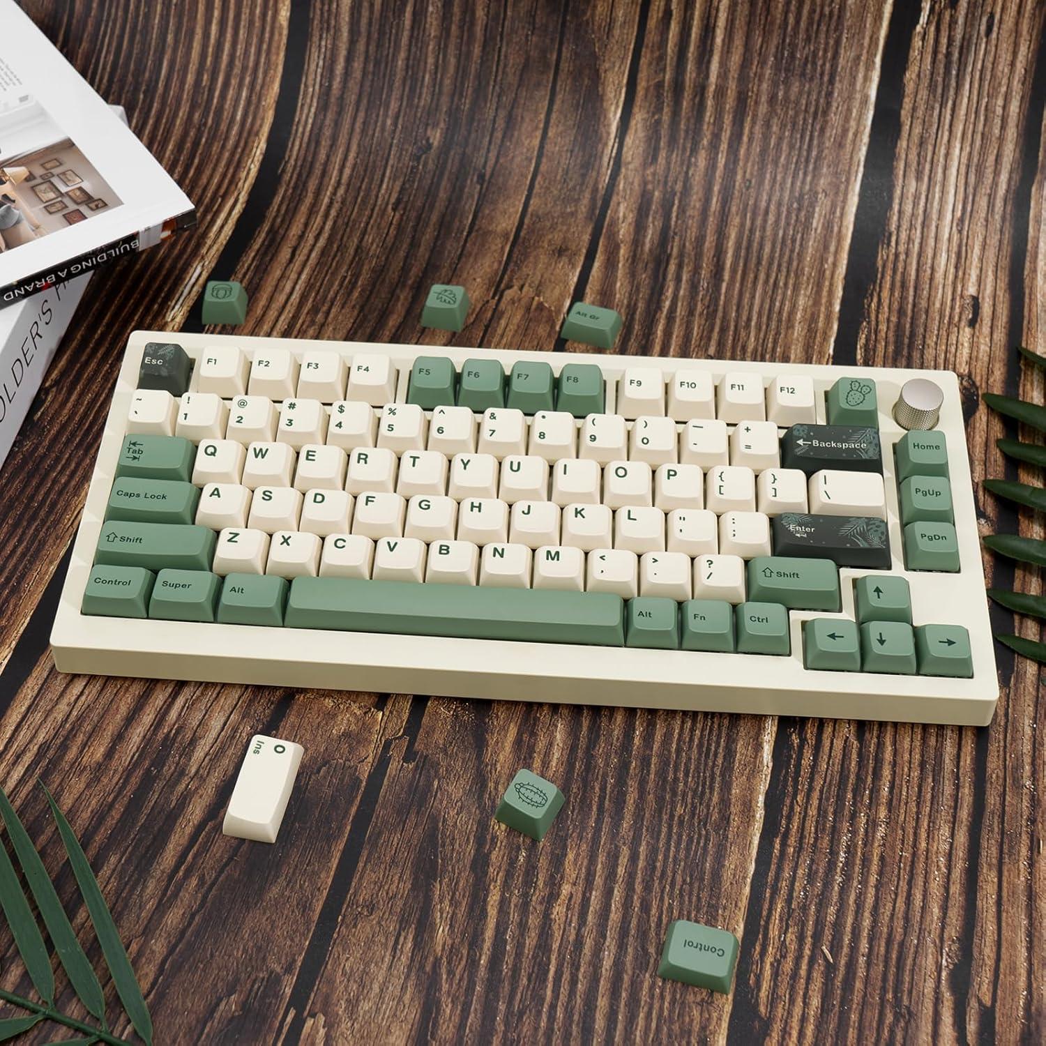 Set de 130 Teclas PBT JOLINTAL Verde Beige MDA ANSI Botánico