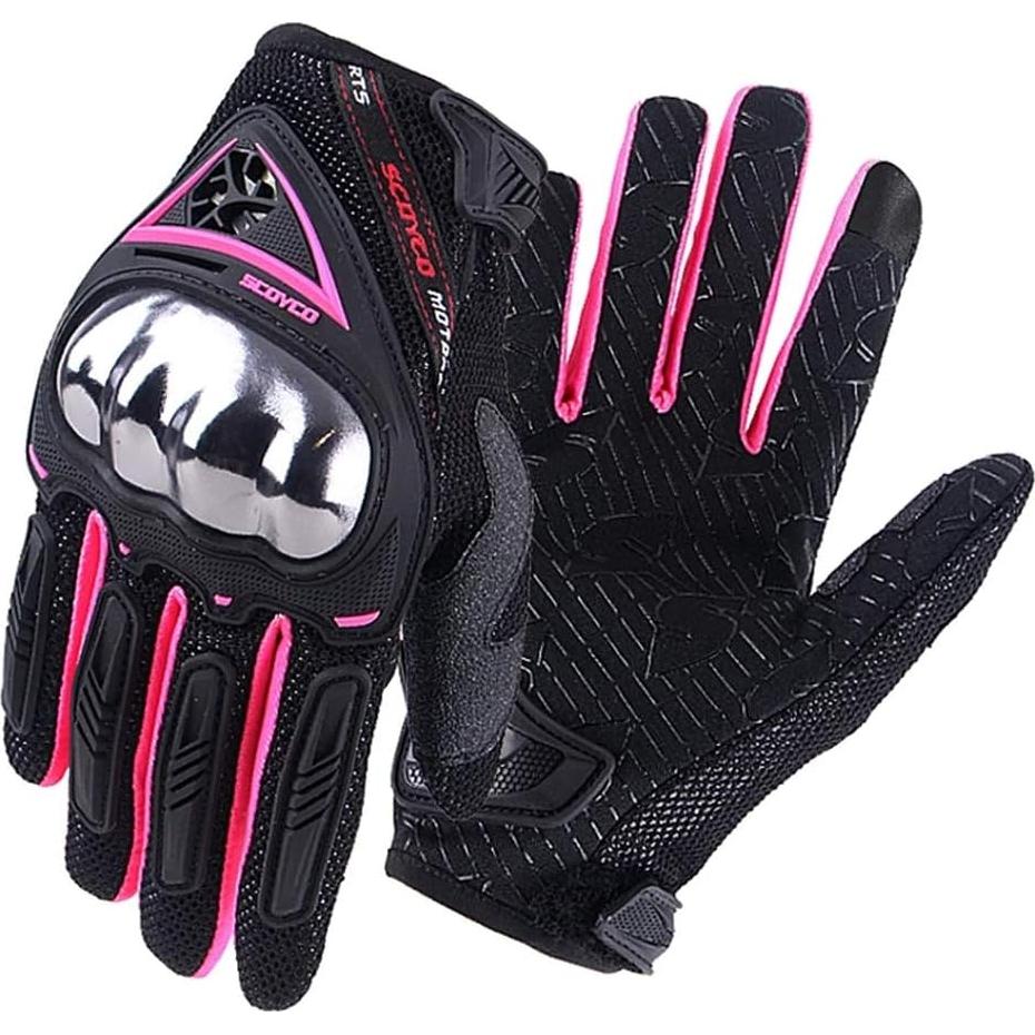 Guantes de Motocicleta Scoyco MC44W Rosa y Azul para Mujer