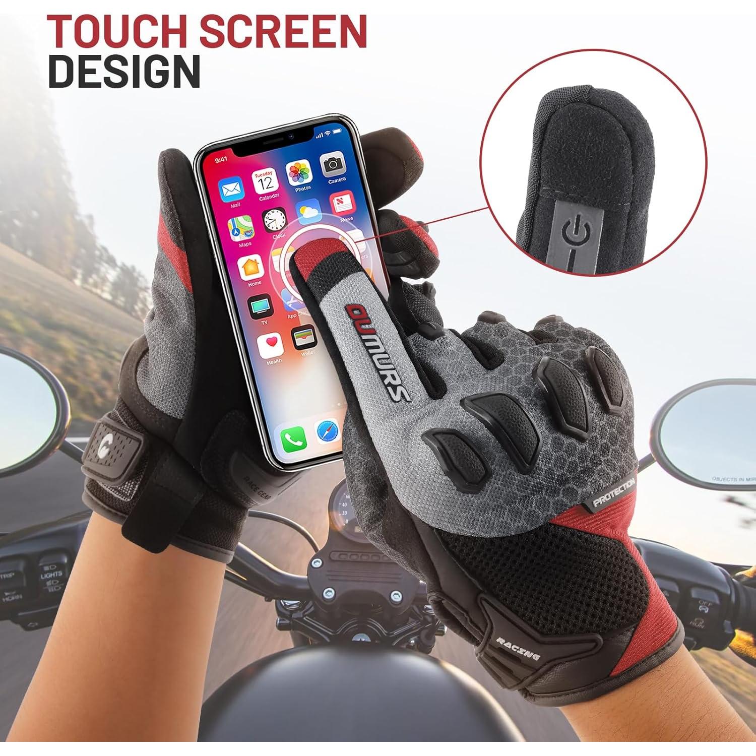 Guantes de Motocicleta OUMURS D003TY05911MC Táctiles Azul