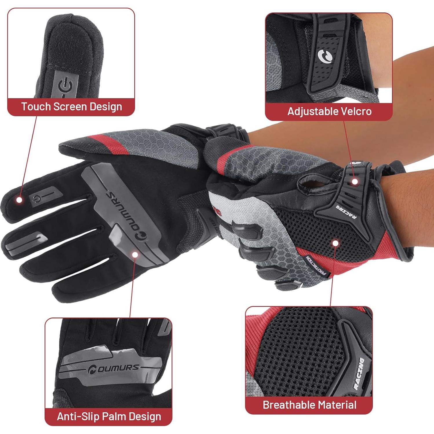 Guantes de Motocicleta OUMURS D003TY05911MC Táctiles Azul