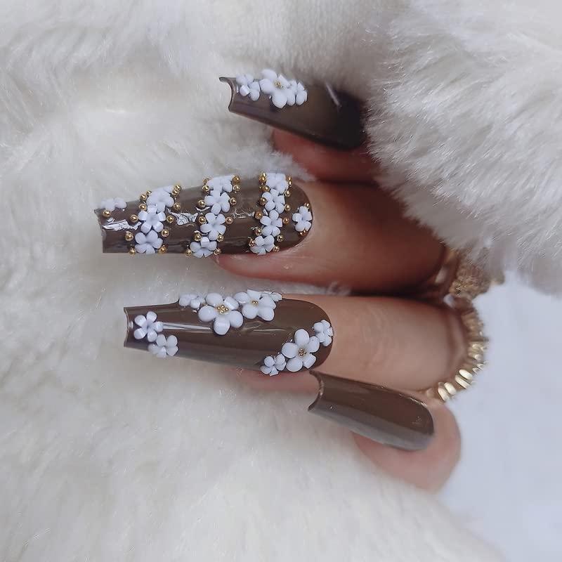 24 Uñas Postizas Verde Ejército ZYBUXY Largas Acrílicas