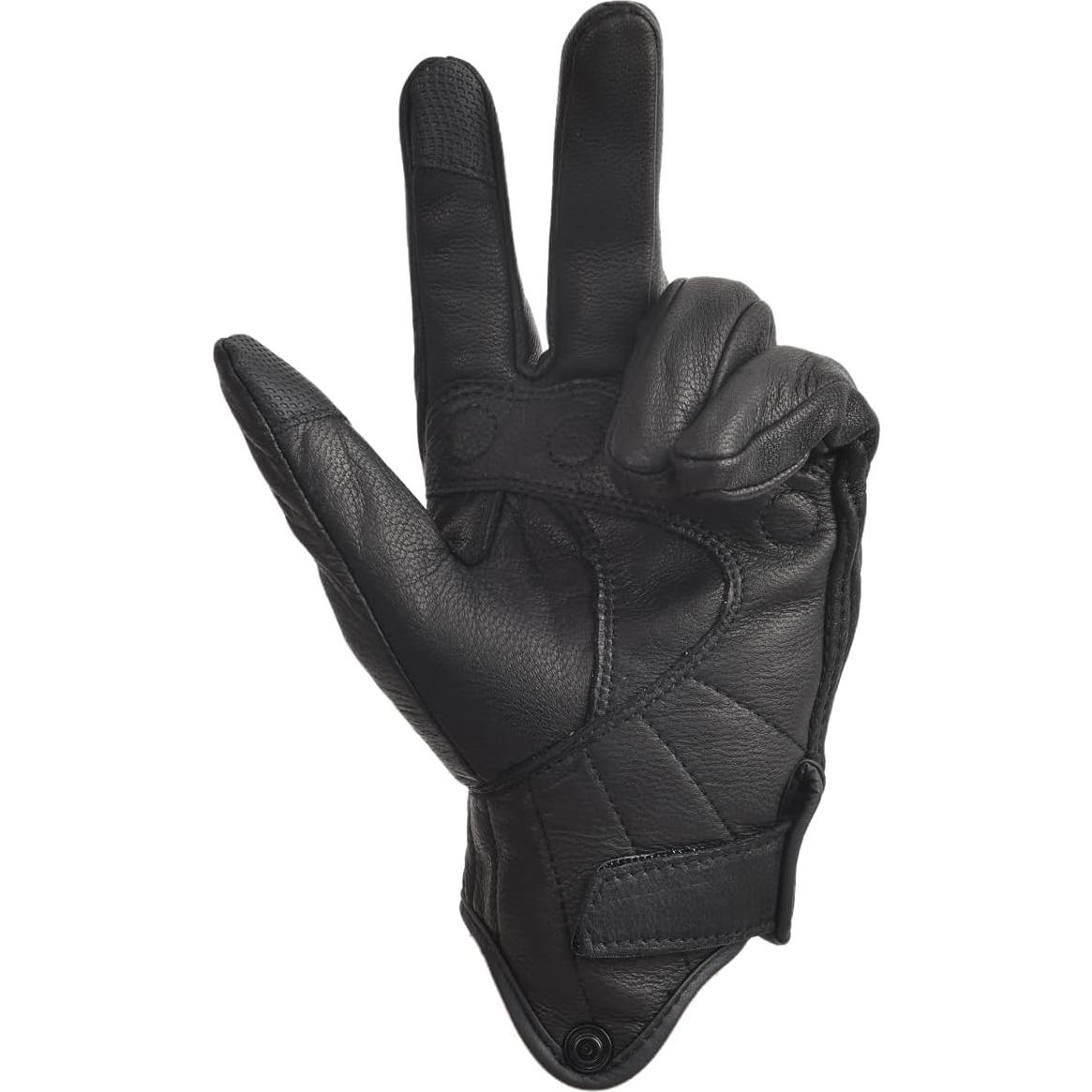 Guantes de Motocicleta Sibewora BDKGLOVE Cuero Negro Talla 3XL